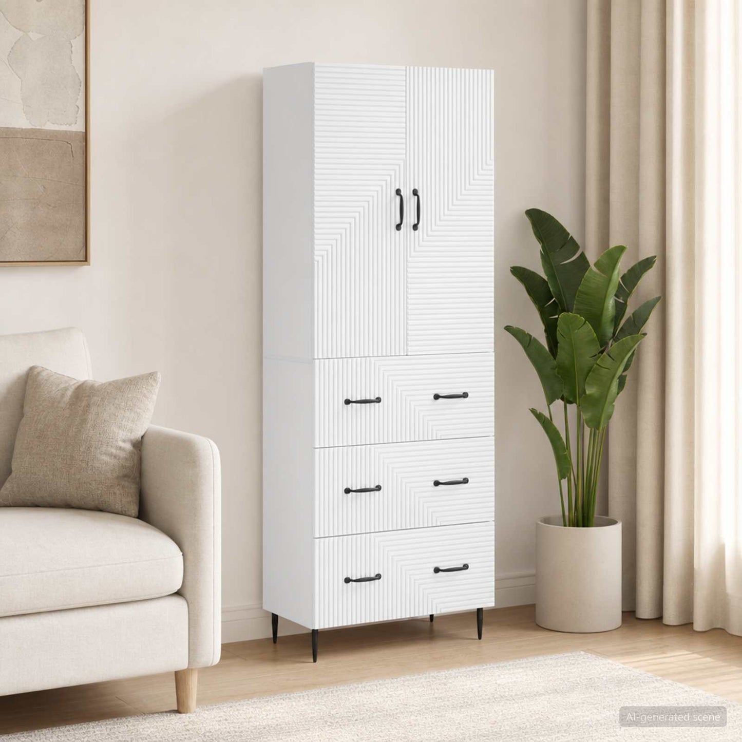 Cabinet Set 2 pcs High Gloss White 66 x 34.5 x 90 cm