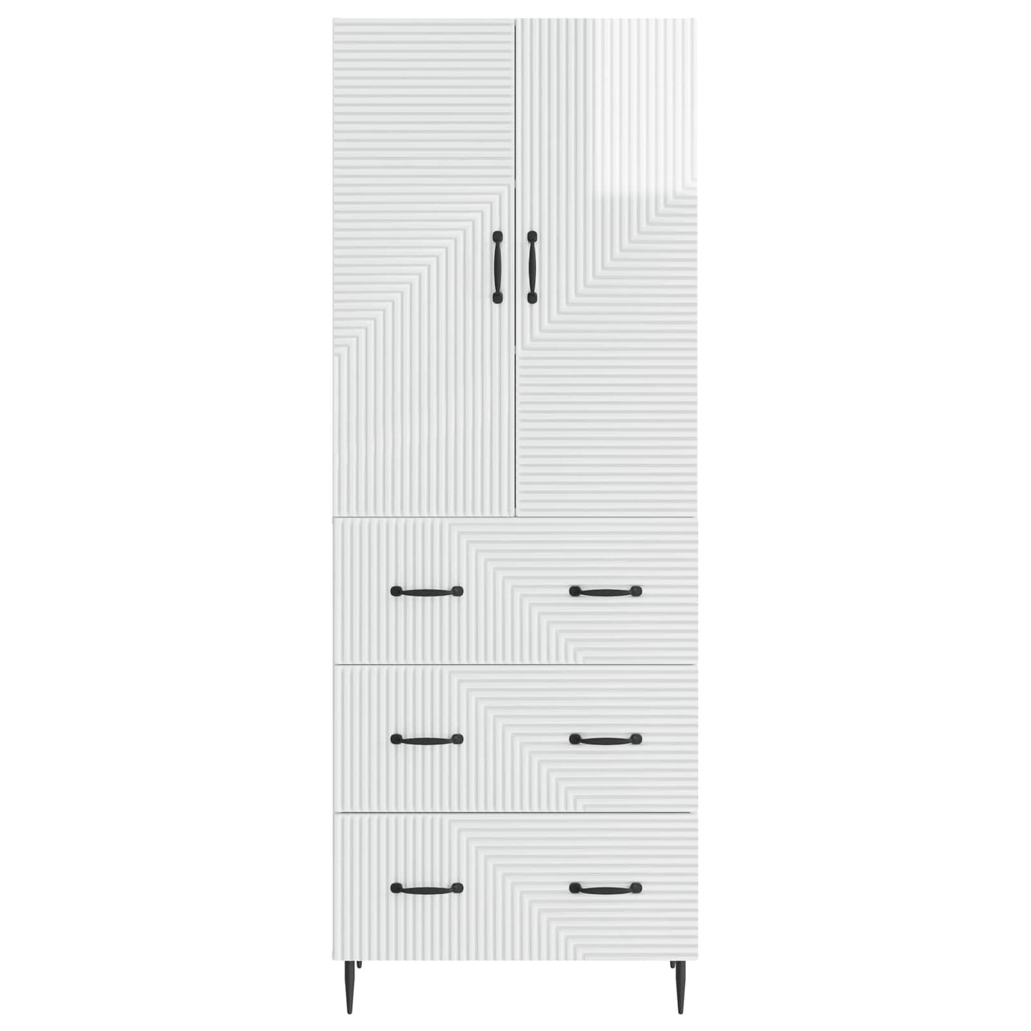 Cabinet Set 2 pcs High Gloss White 66 x 34.5 x 90 cm