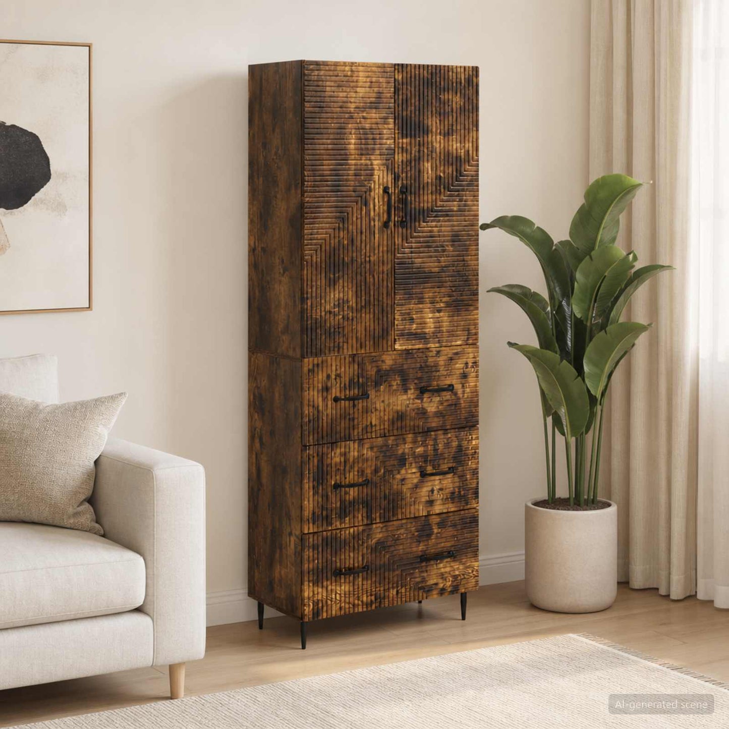 Cabinet Set 2 pcs Smoked Oak 66 x 34.5 x 90 cm Engineered Wood