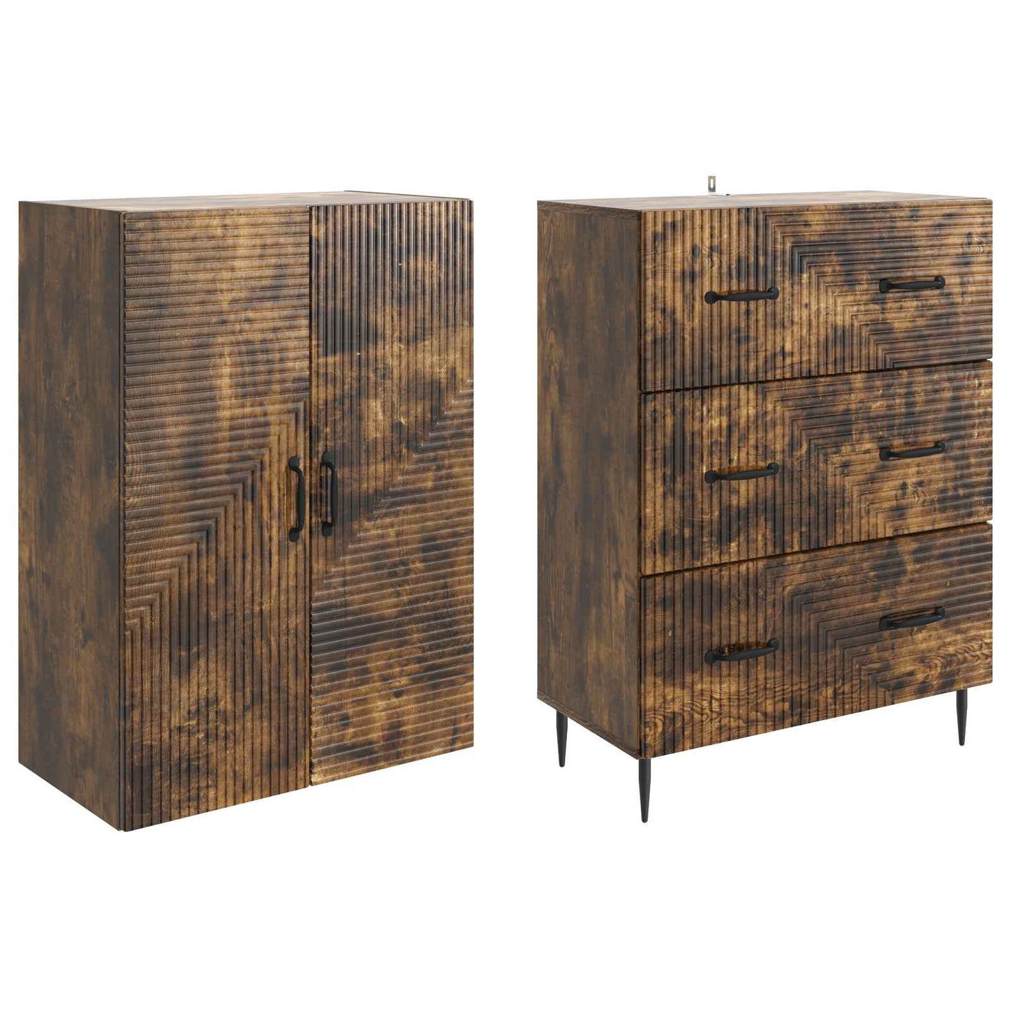 Cabinet Set 2 pcs Smoked Oak 66 x 34.5 x 90 cm Engineered Wood