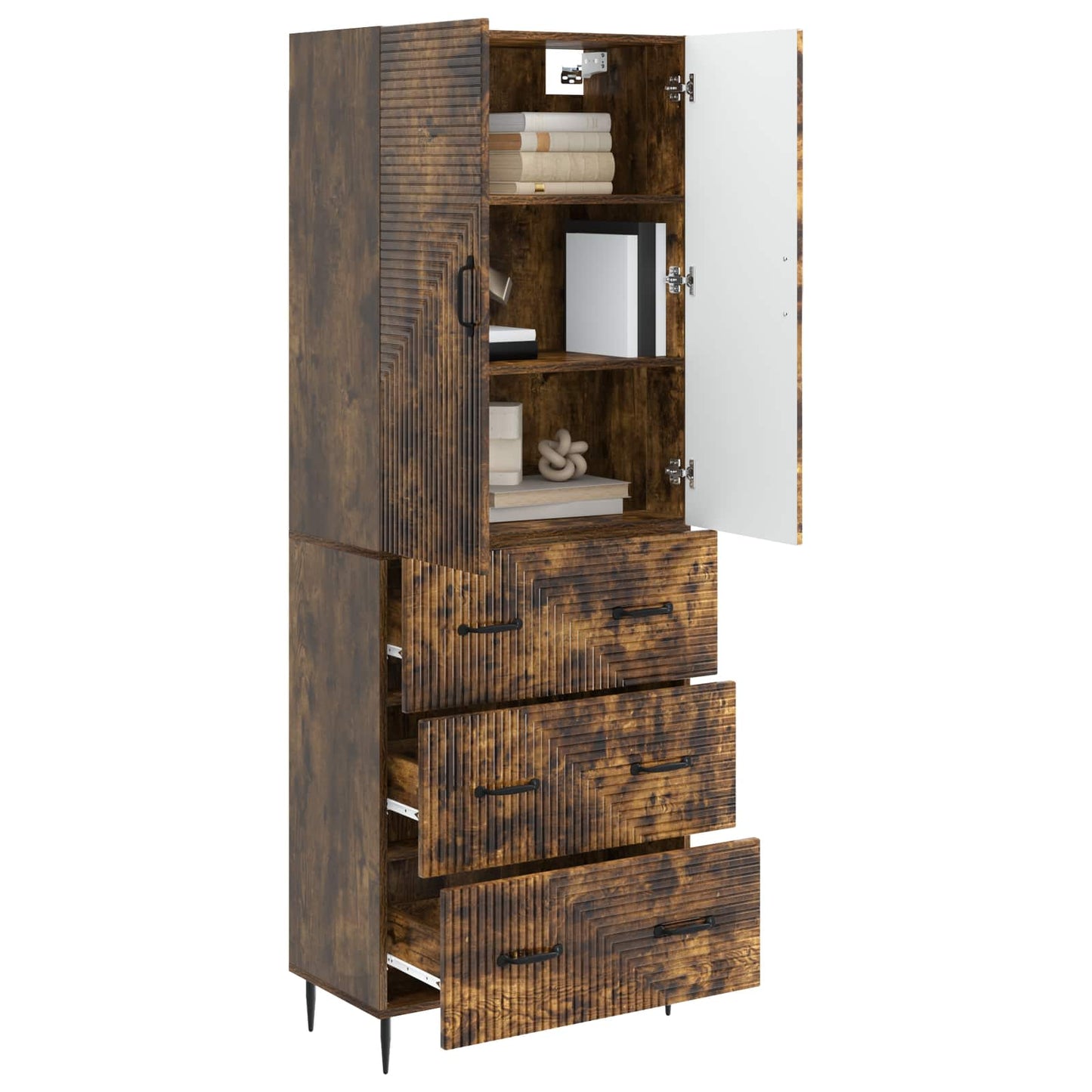 Cabinet Set 2 pcs 66 x 34.5 x 90 cm Engineered Wood Smoked Oak