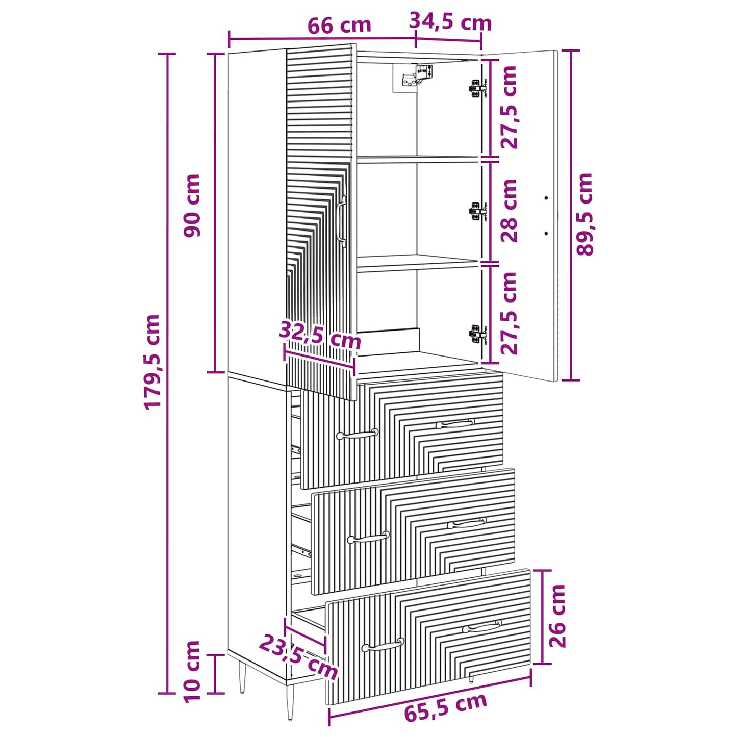 Cabinet Set 2 pcs Smoked Oak 66 x 34.5 x 90 cm Engineered Wood