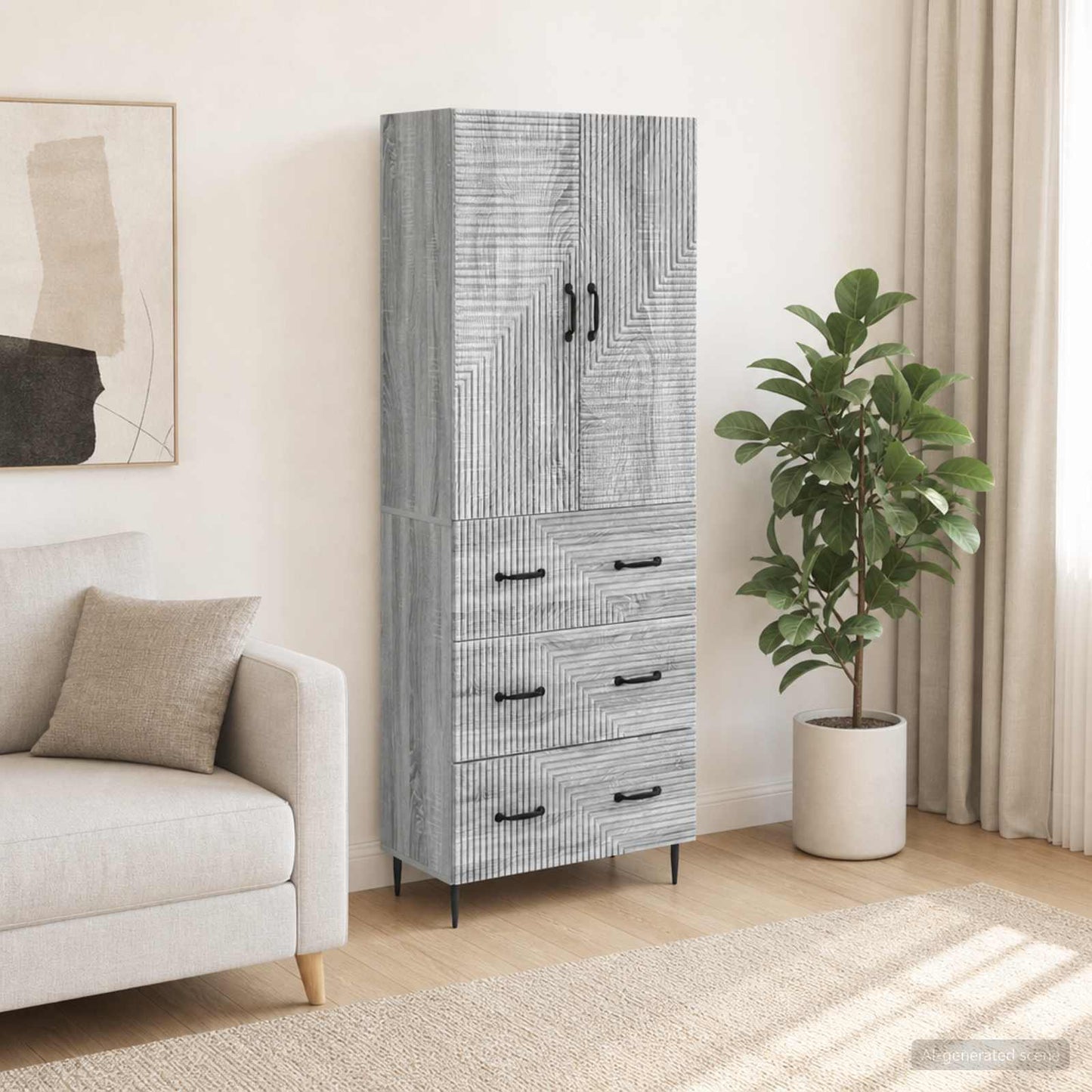 Cabinet Set 2 pcs Grey Sonoma 66 x 34.5 x 90 cm Engineered Wood