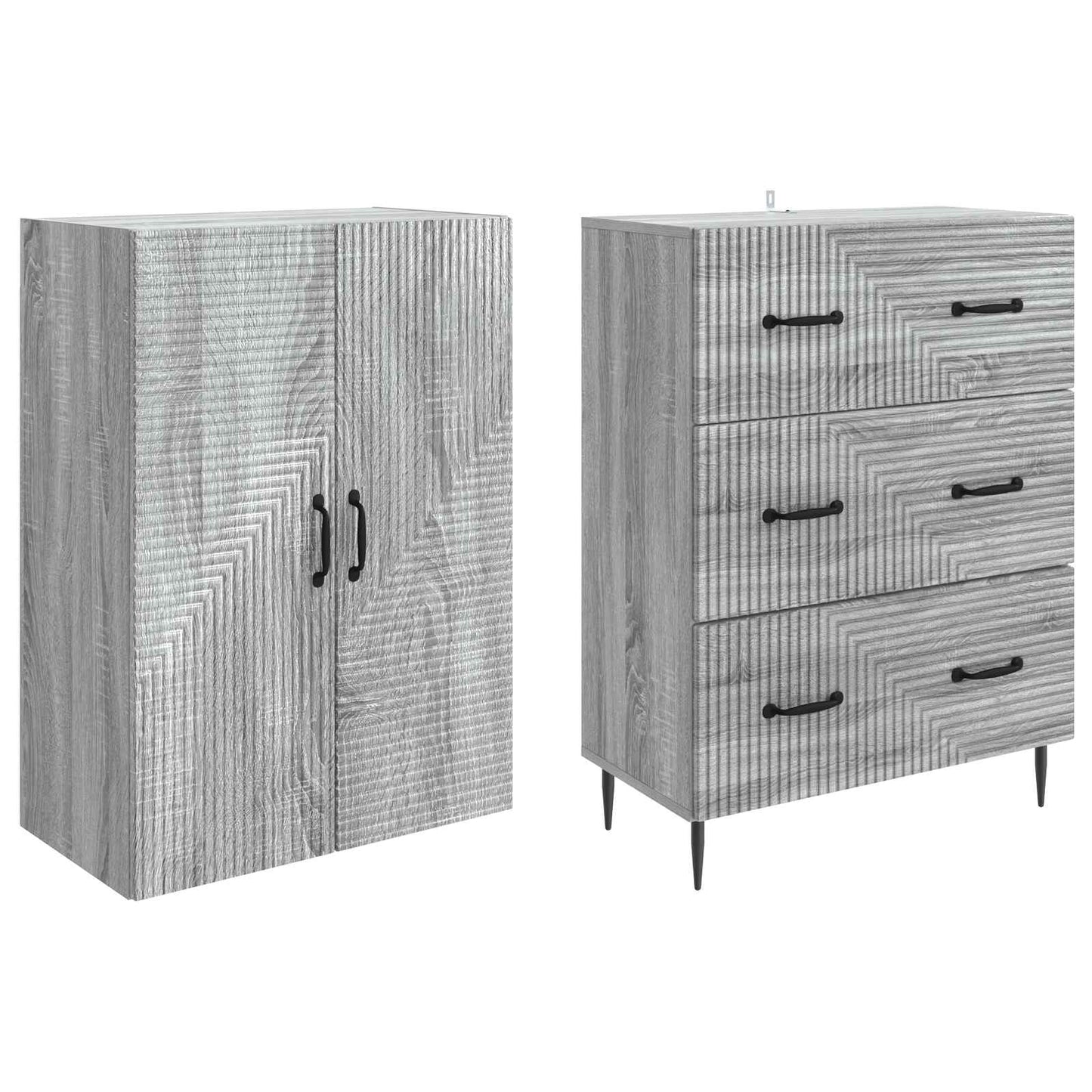 Cabinet Set 2 pcs Grey Sonoma 66 x 34.5 x 90 cm Engineered Wood