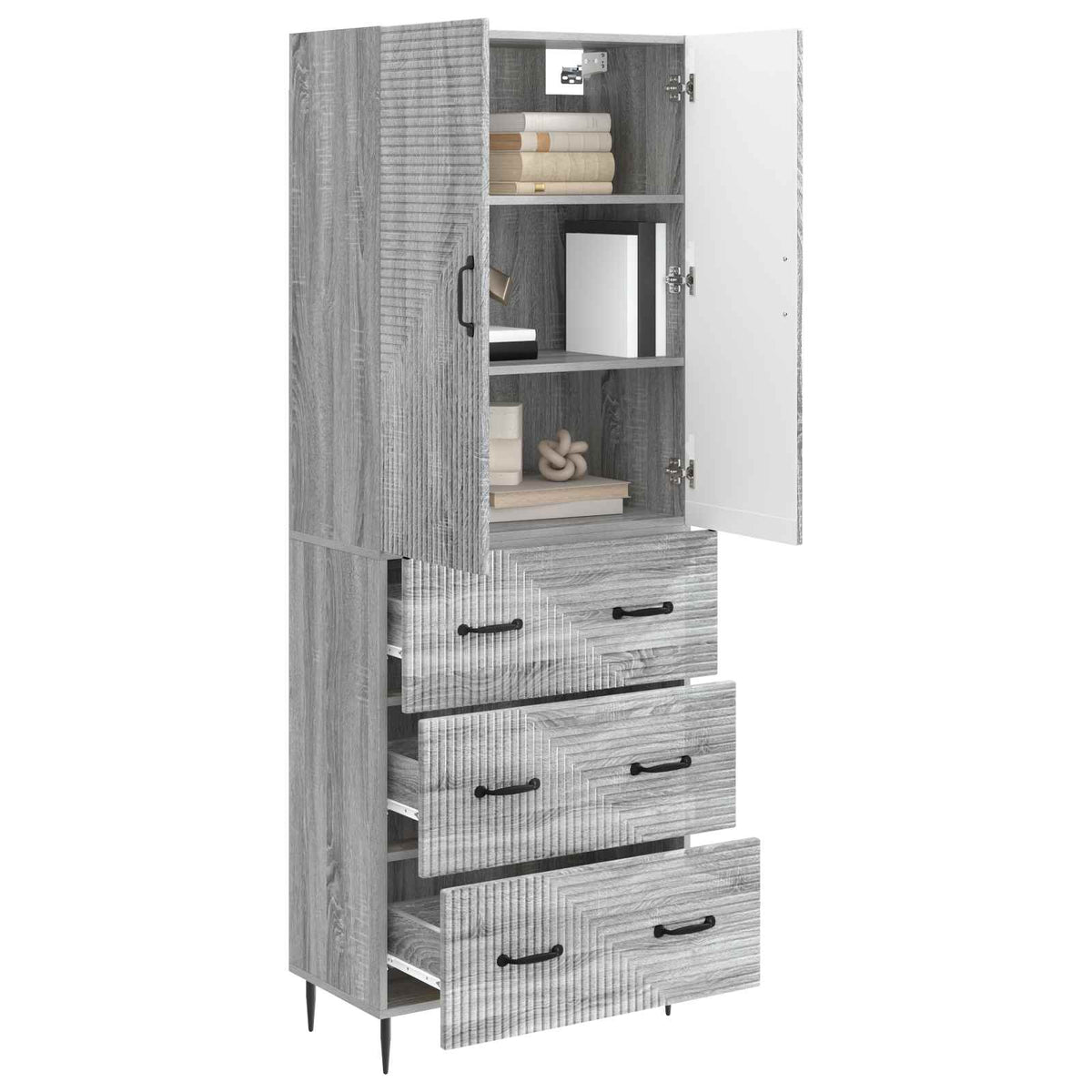 Cabinet Set 2 pcs 66 x 34.5 x 90 cm Engineered Wood Grey Sonoma