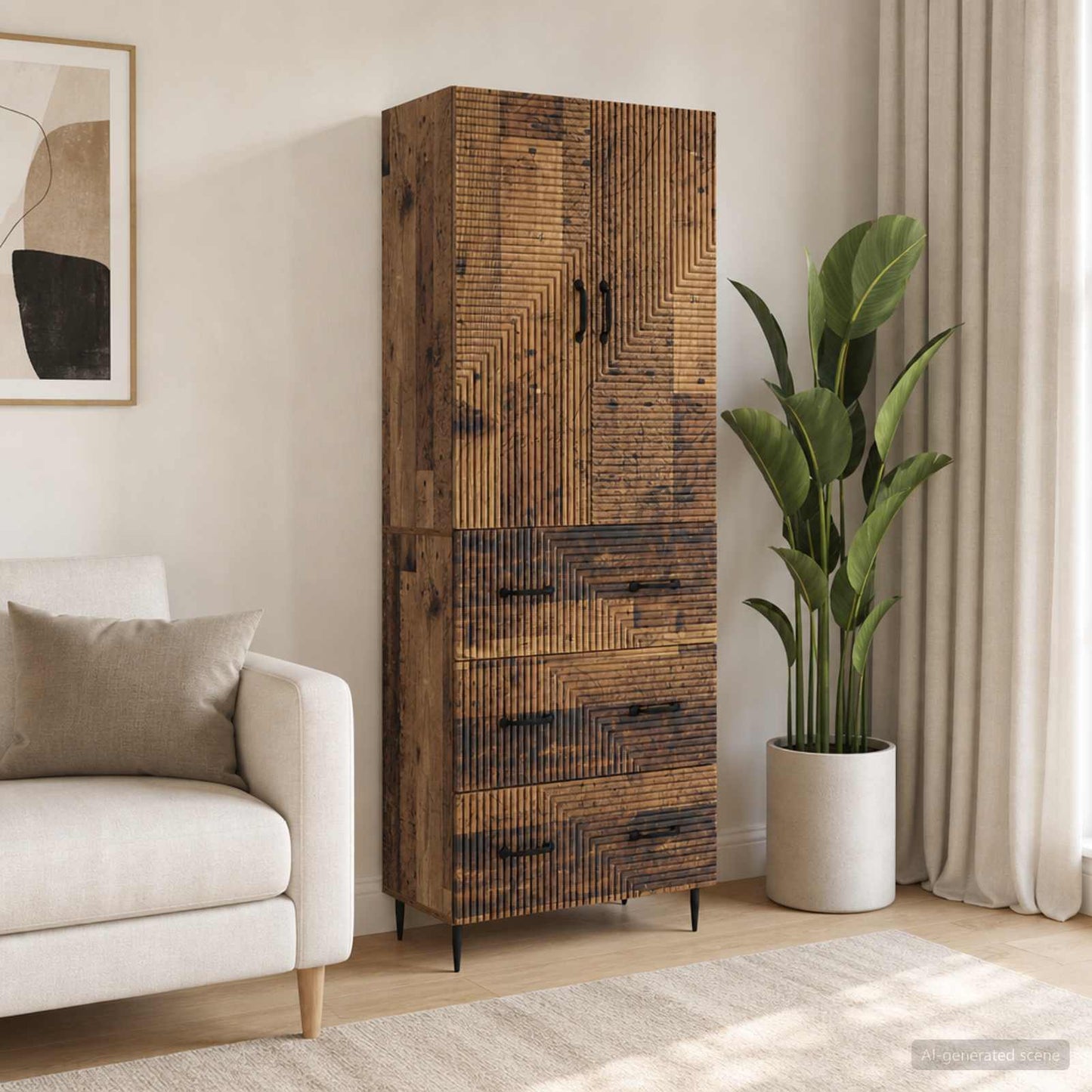 Cabinet Set 2 pcs Old Wood 66 x 34.5 x 90 cm Engineered Wood