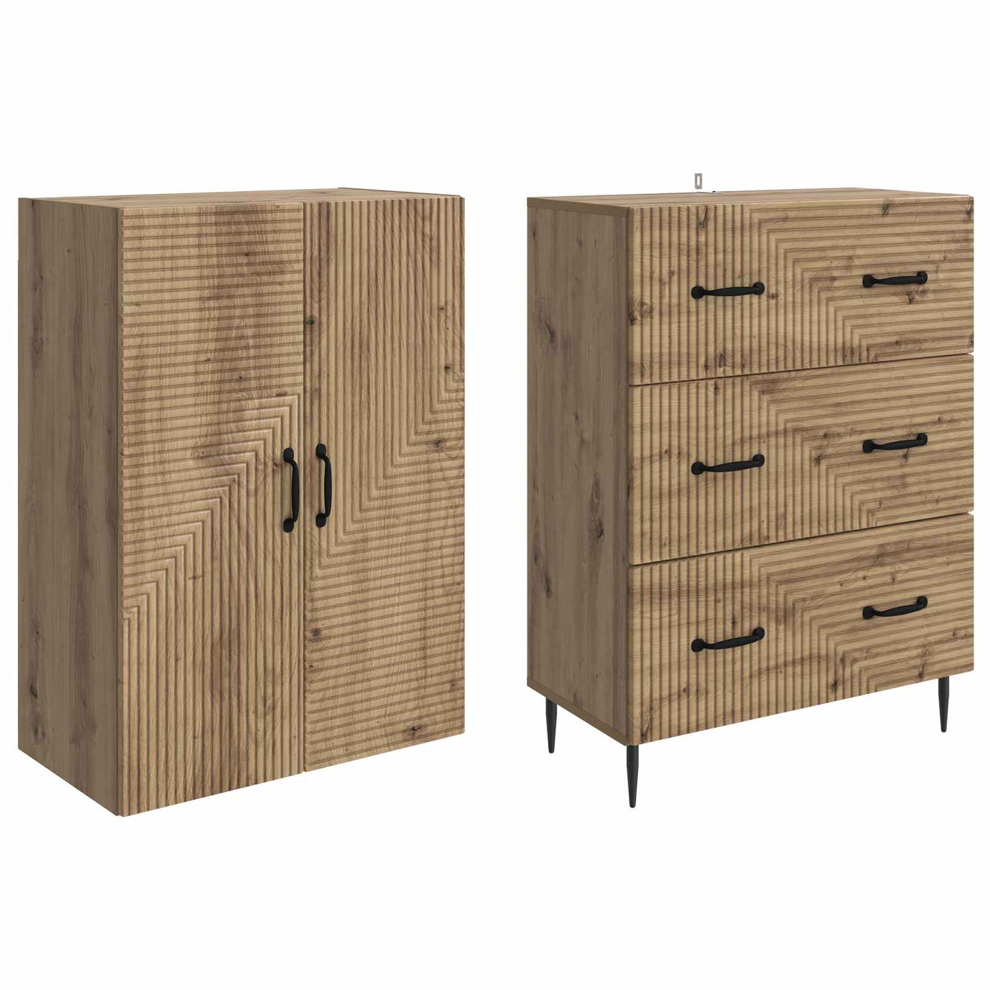 Cabinet Set 2 pcs 66 x 34.5 x 90 cm Engineered Wood Artisan Oak