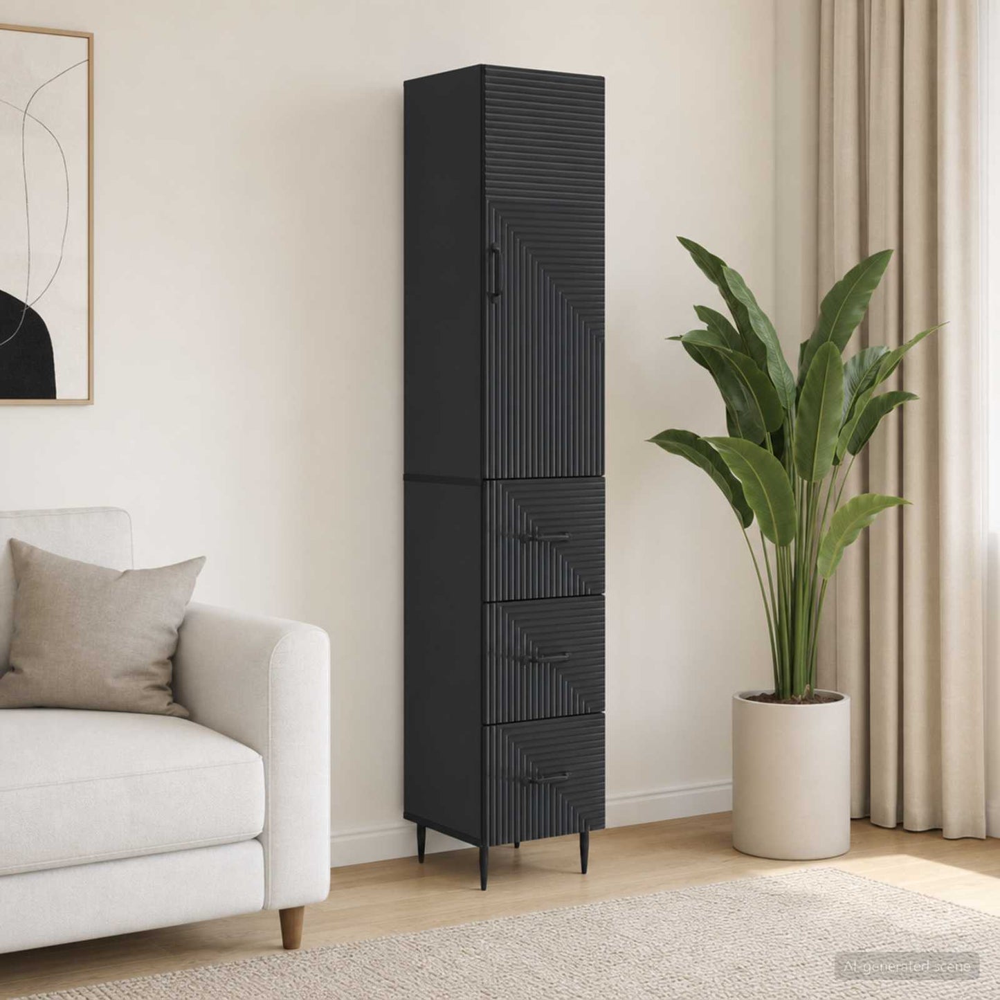 Cabinet Set 2 pcs Black 33 x 34.5 x 90 cm Engineered Wood