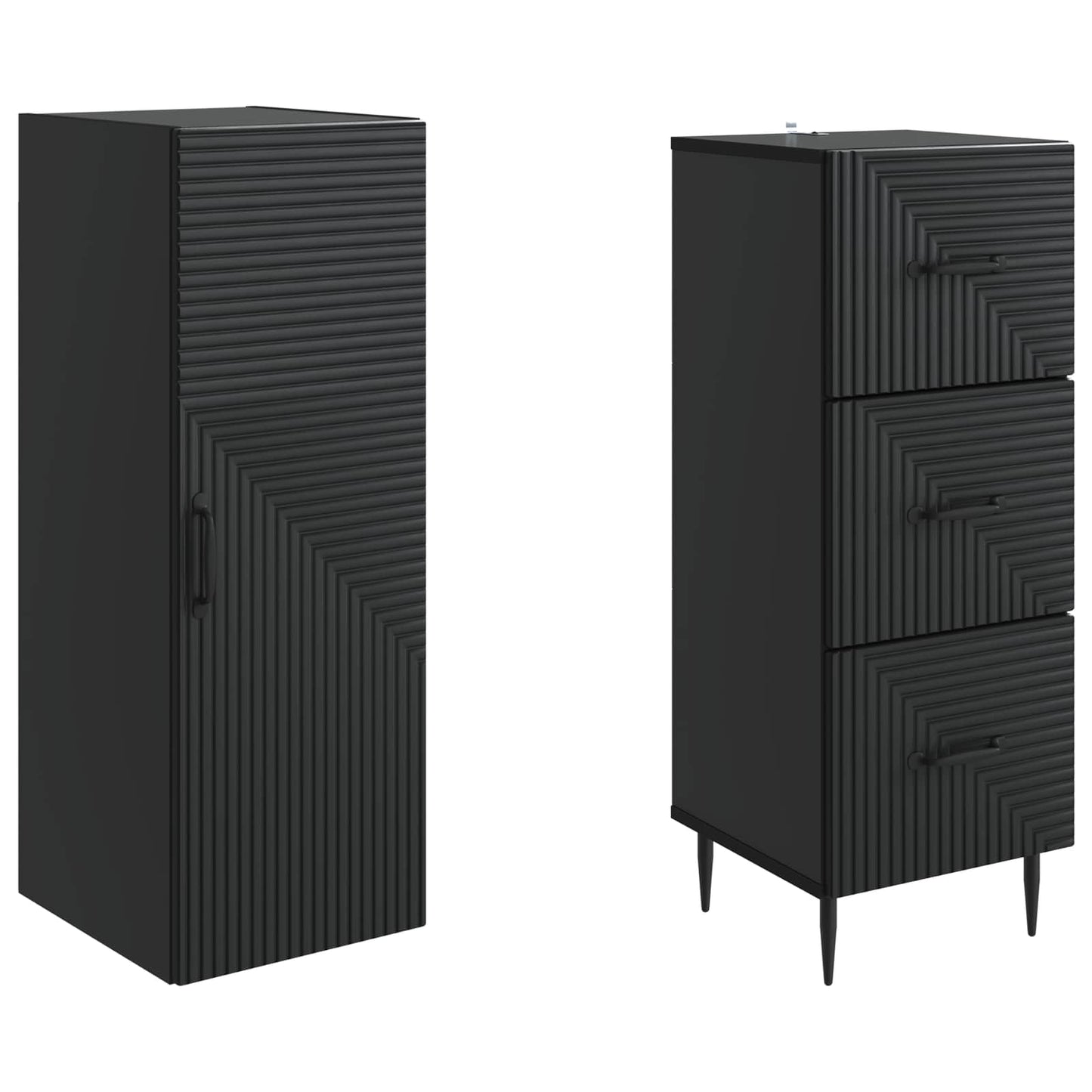 Cabinet Set 2 pcs 33 x 34.5 x 90 cm Engineered Wood Black