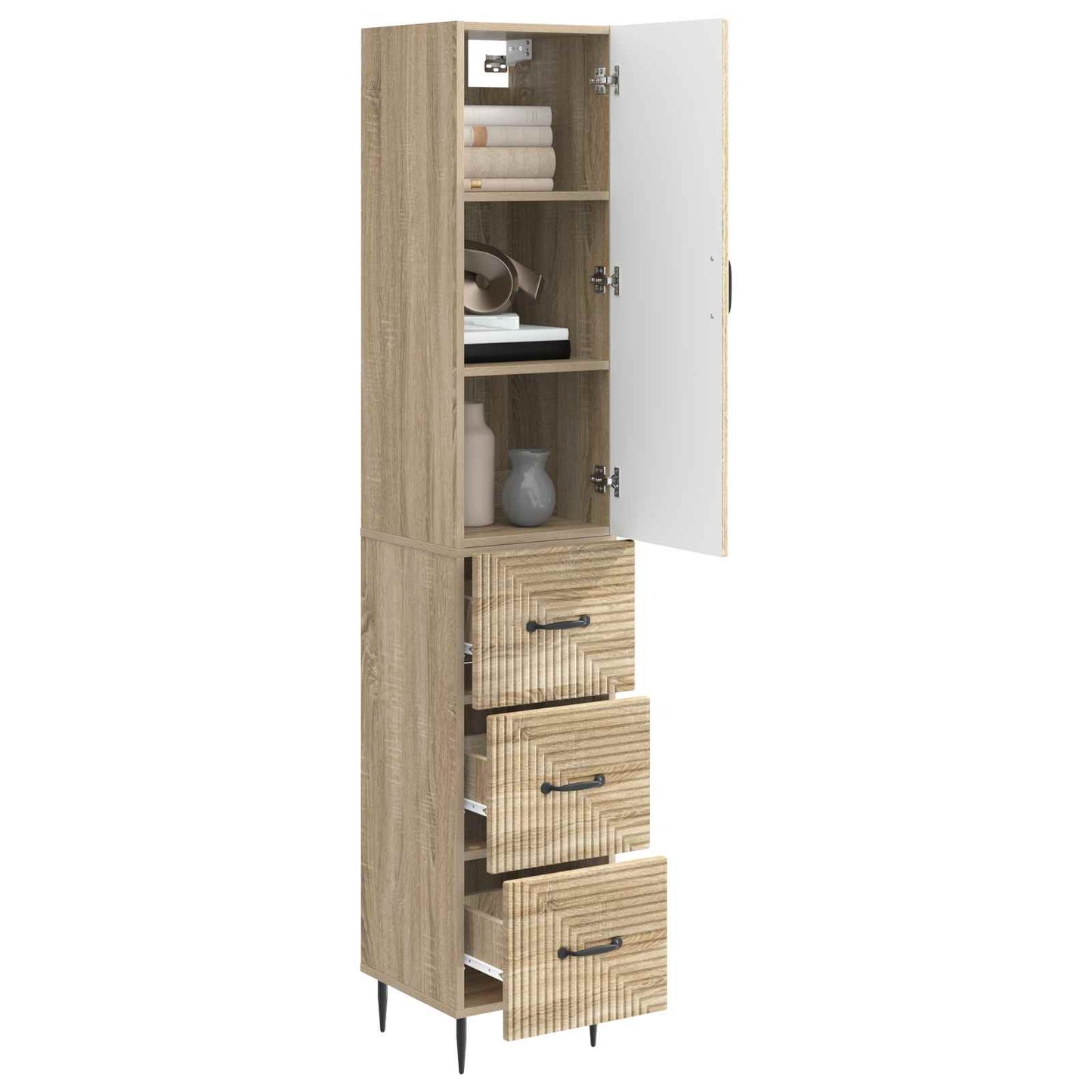 Cabinet Set 2 pcs 33 x 34.5 x 90 cm Engineered Wood Sonoma Oak