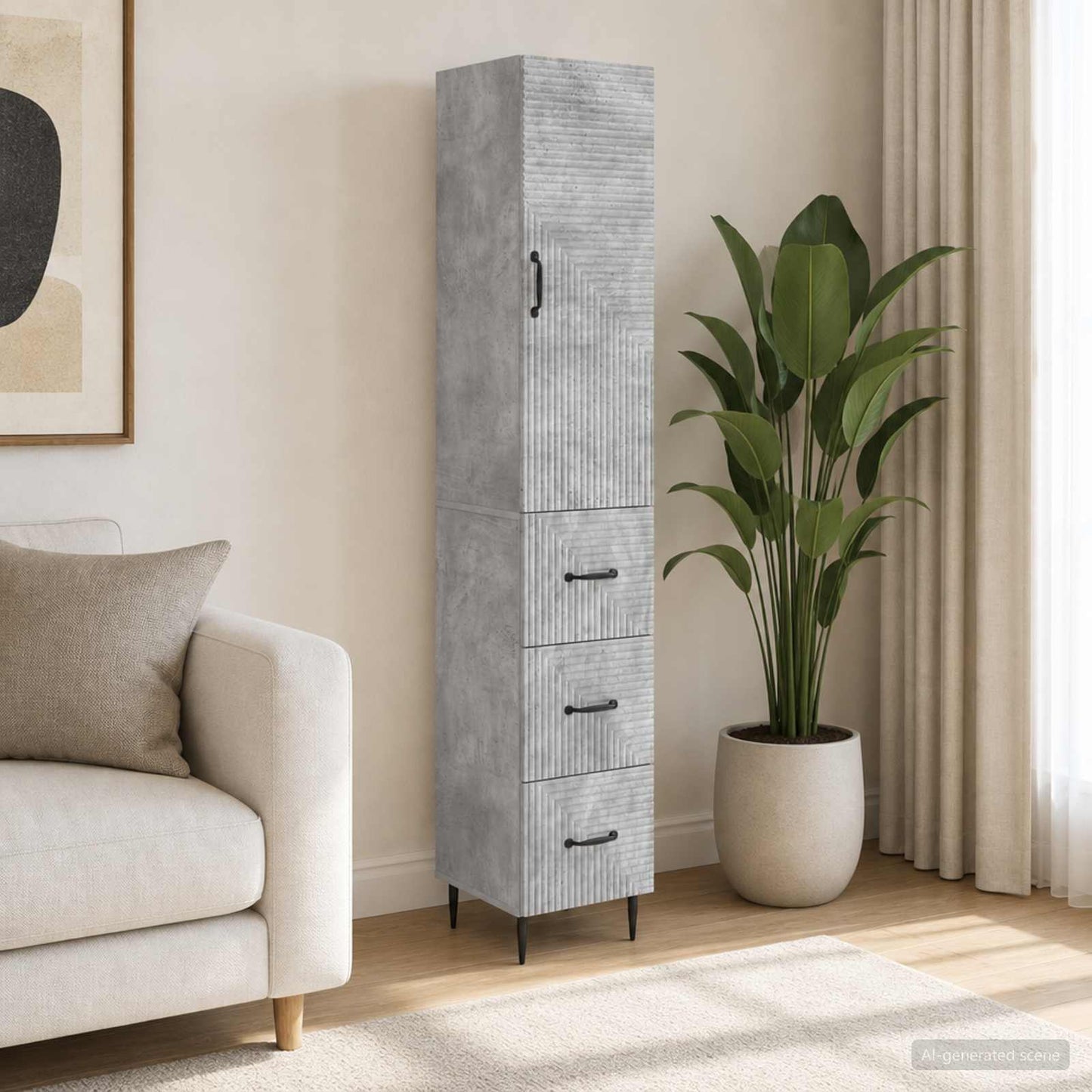 Cabinet Set 2 pcs Concrete Grey 33 x 34.5 x 90 cm