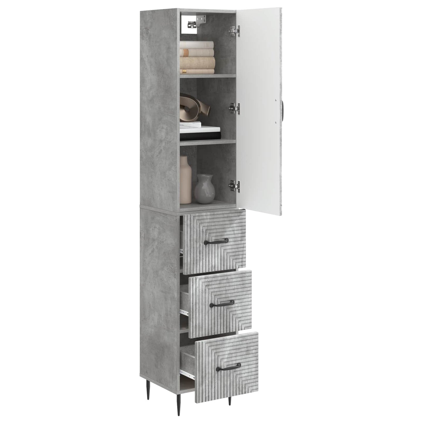 Cabinet Set 2 pcs Concrete Grey 33 x 34.5 x 90 cm