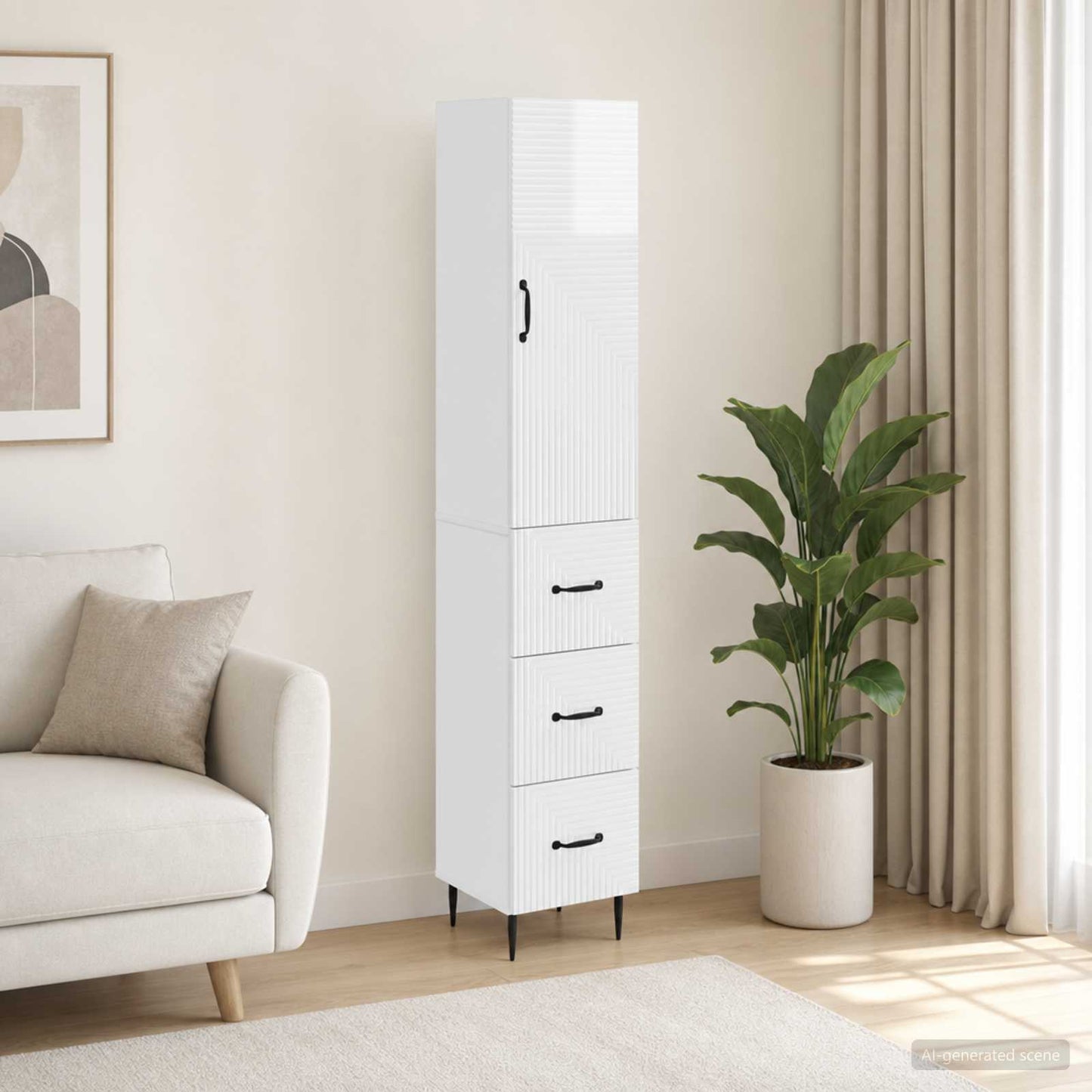 Cabinet Set 2 pcs High Gloss White 33 x 34.5 x 90 cm