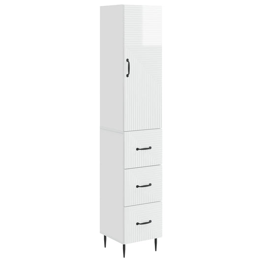 Cabinet Set 2 pcs High Gloss White 33 x 34.5 x 90 cm