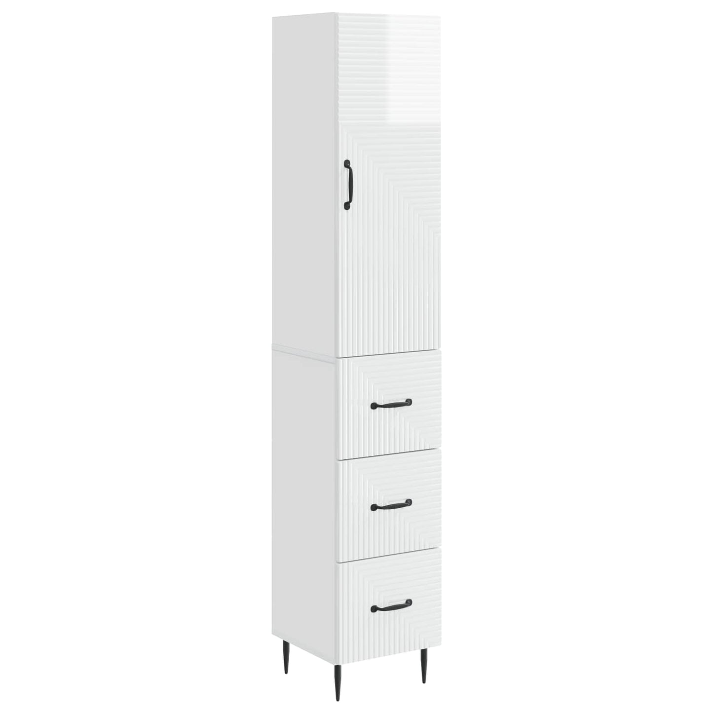 Cabinet Set 2 pcs High Gloss White 33 x 34.5 x 90 cm