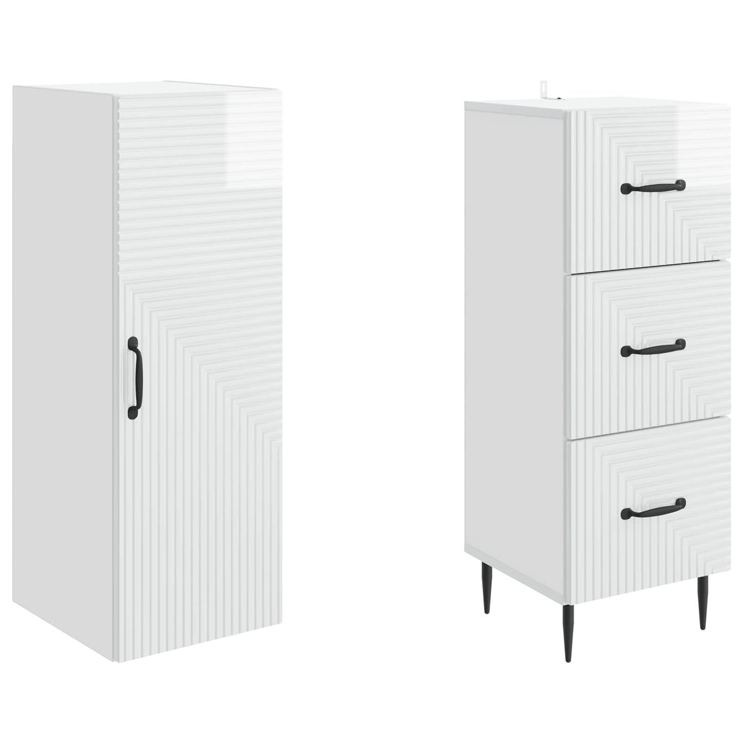 Cabinet Set 2 pcs High Gloss White 33 x 34.5 x 90 cm