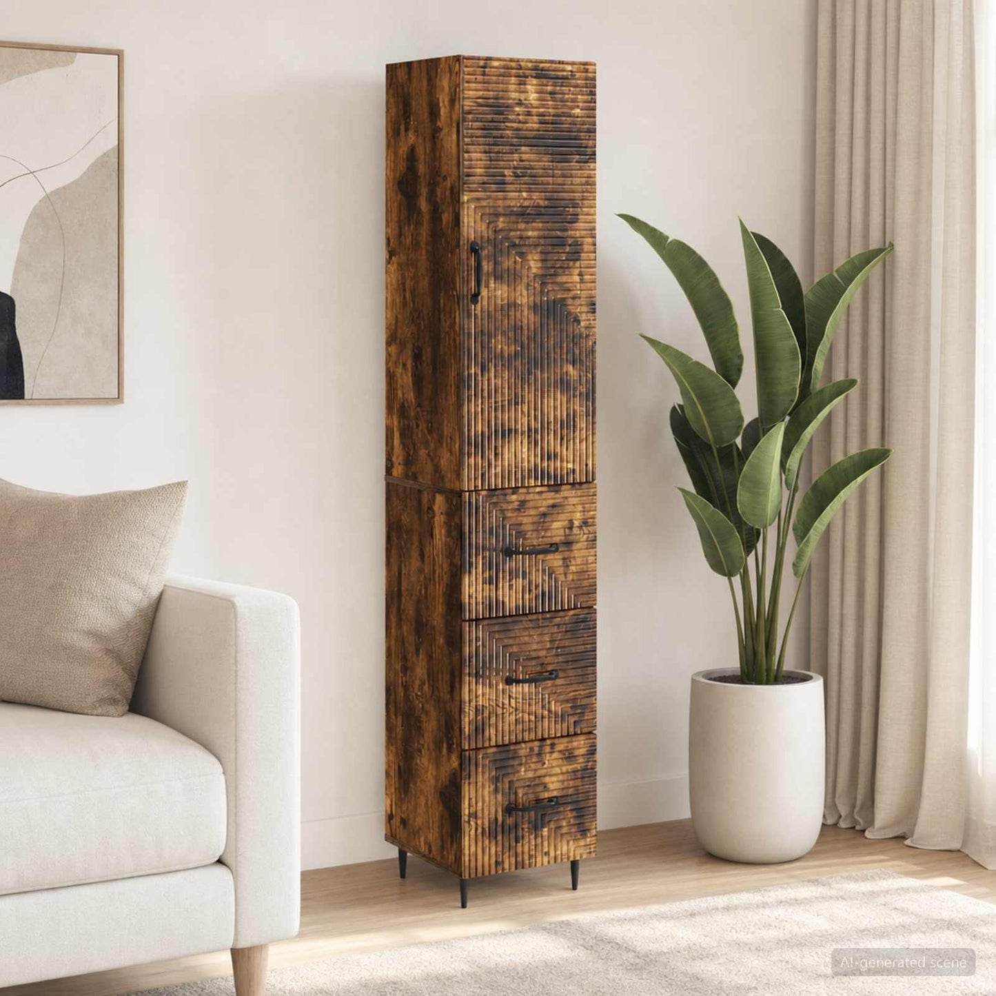 Cabinet Set 2 pcs Smoked Oak 33 x 34.5 x 90 cm Engineered Wood