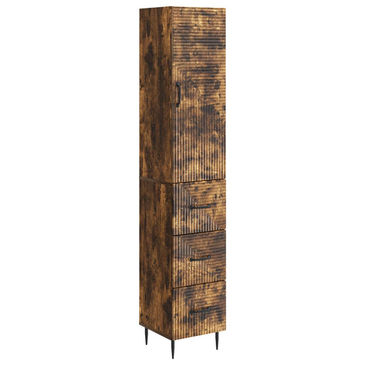 Cabinet Set 2 pcs Smoked Oak 33 x 34.5 x 90 cm Engineered Wood