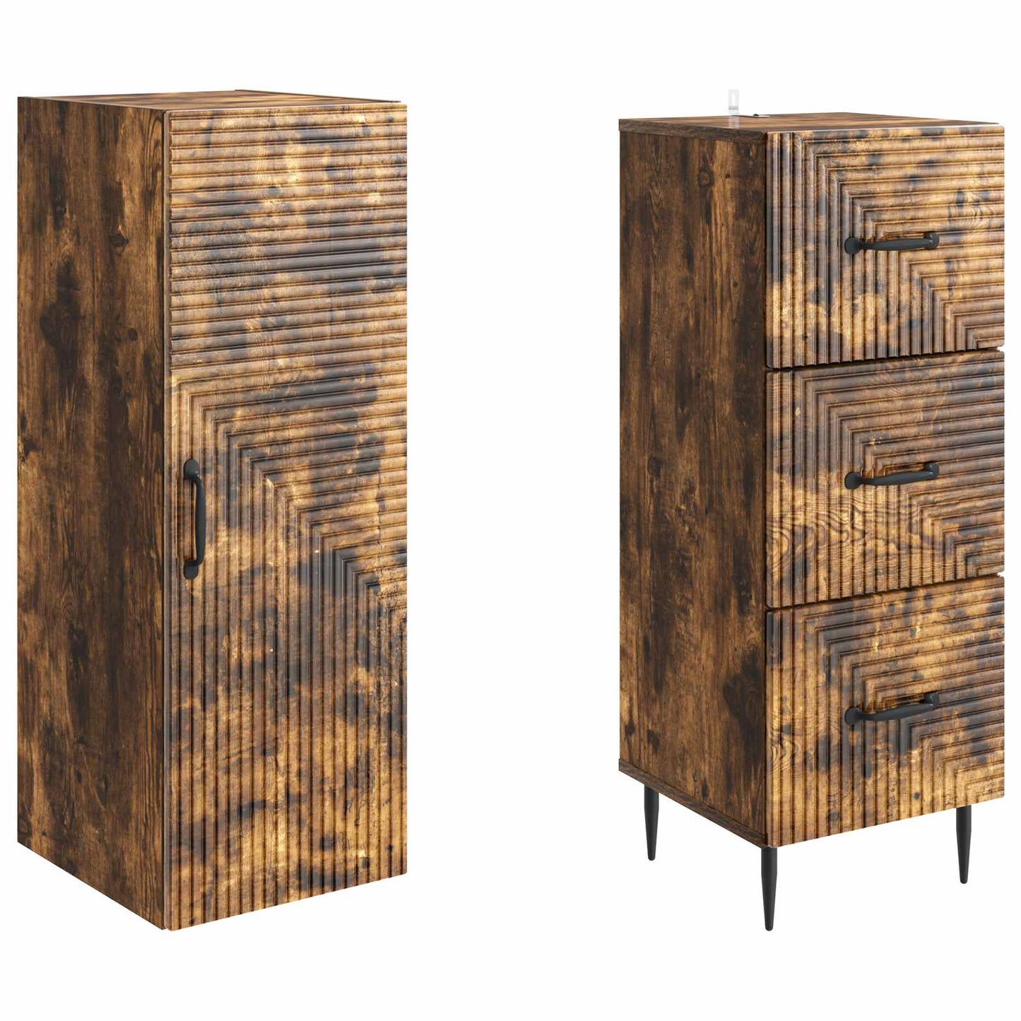 Cabinet Set 2 pcs 33 x 34.5 x 90 cm Engineered Wood Smoked Oak