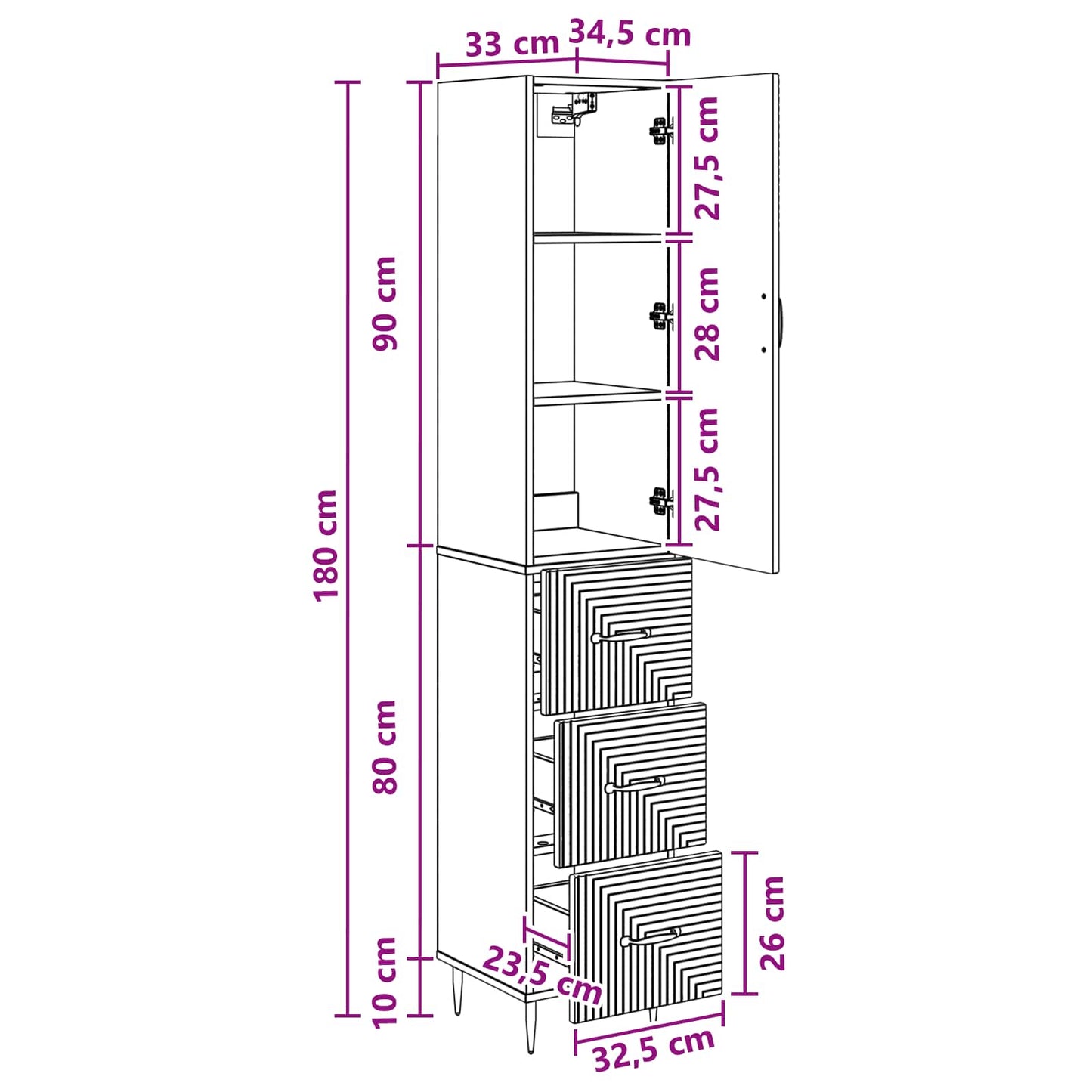 Cabinet Set 2 pcs 33 x 34.5 x 90 cm Engineered Wood Smoked Oak