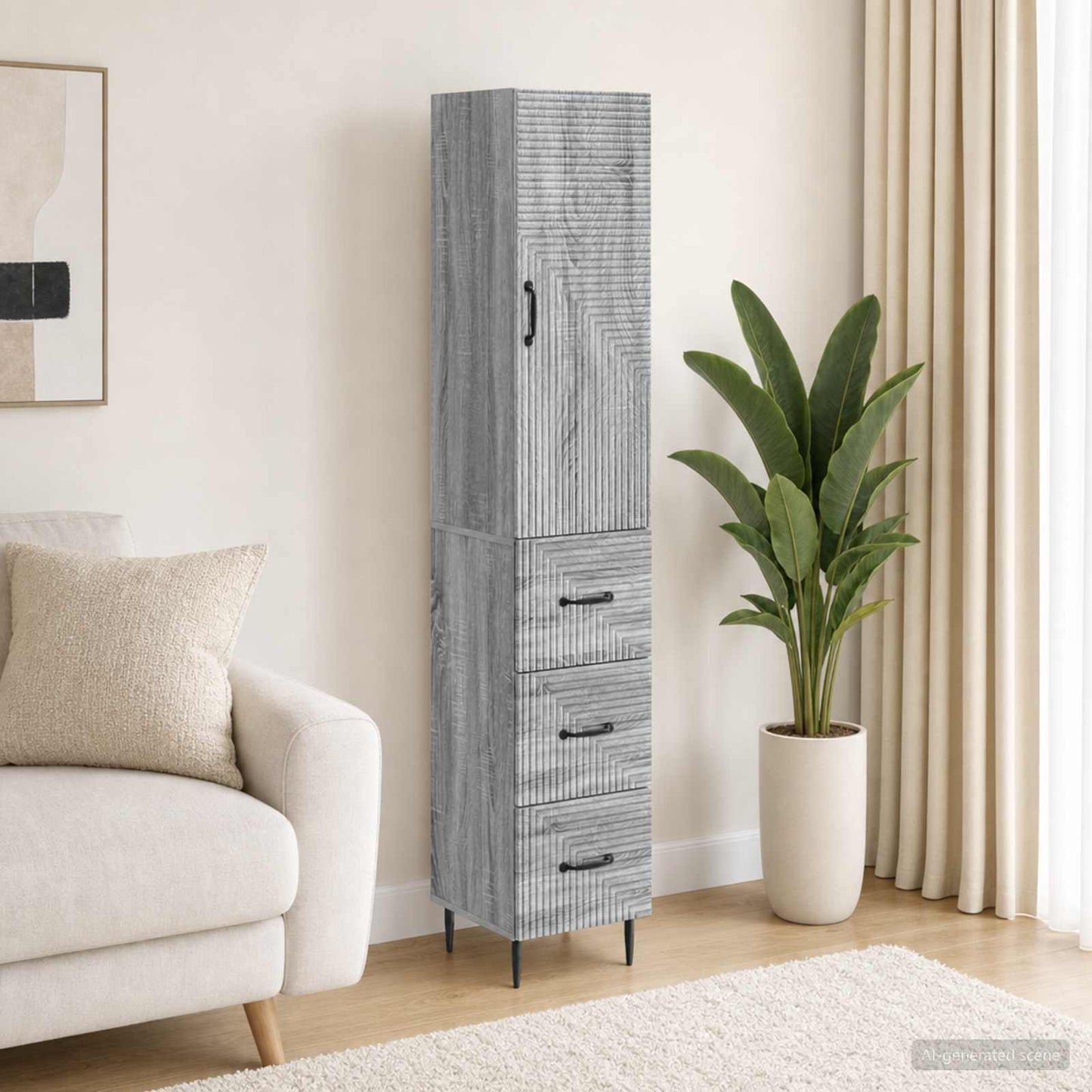 Cabinet Set 2 pcs Grey Sonoma 33 x 34.5 x 90 cm Engineered Wood