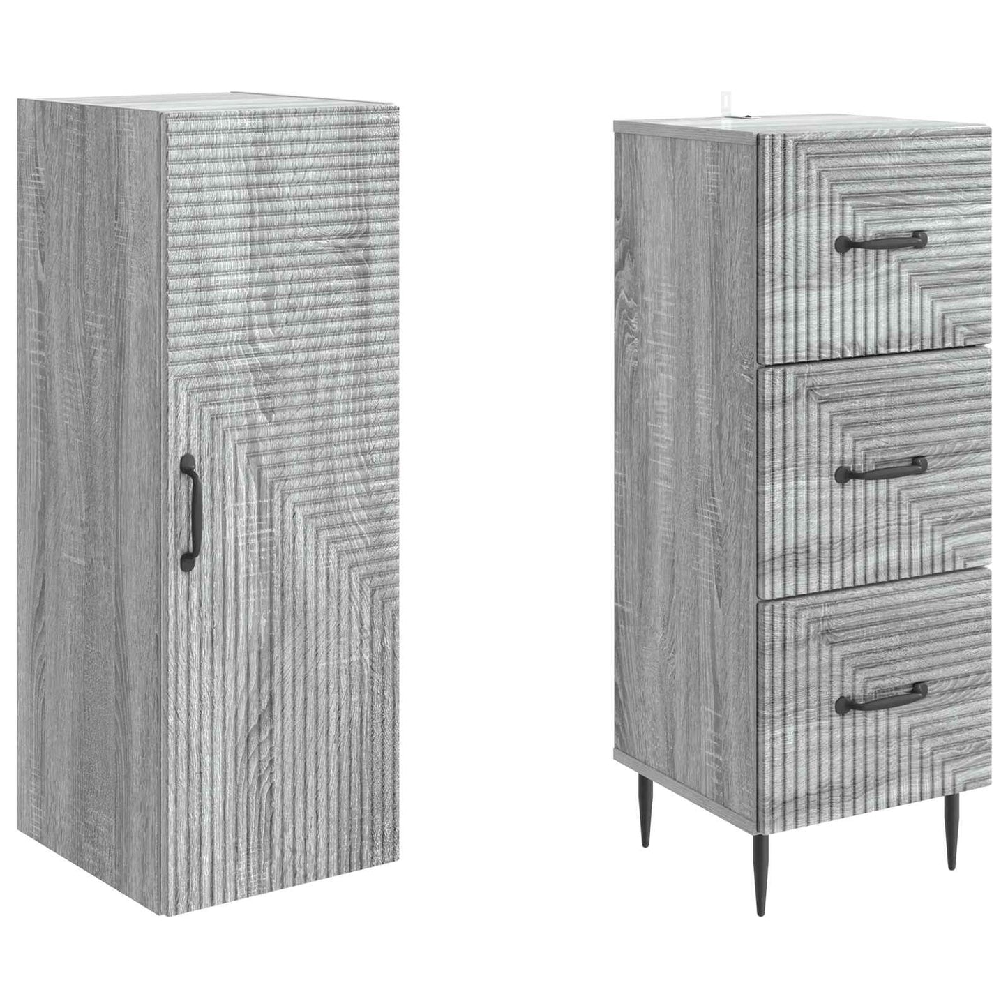 Cabinet Set 2 pcs 33 x 34.5 x 90 cm Engineered Wood Grey Sonoma