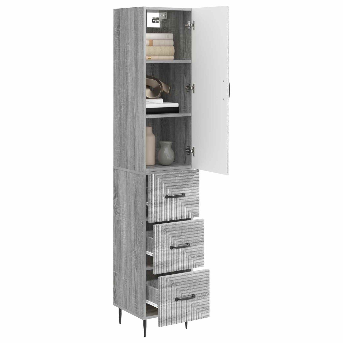 Cabinet Set 2 pcs Grey Sonoma 33 x 34.5 x 90 cm Engineered Wood
