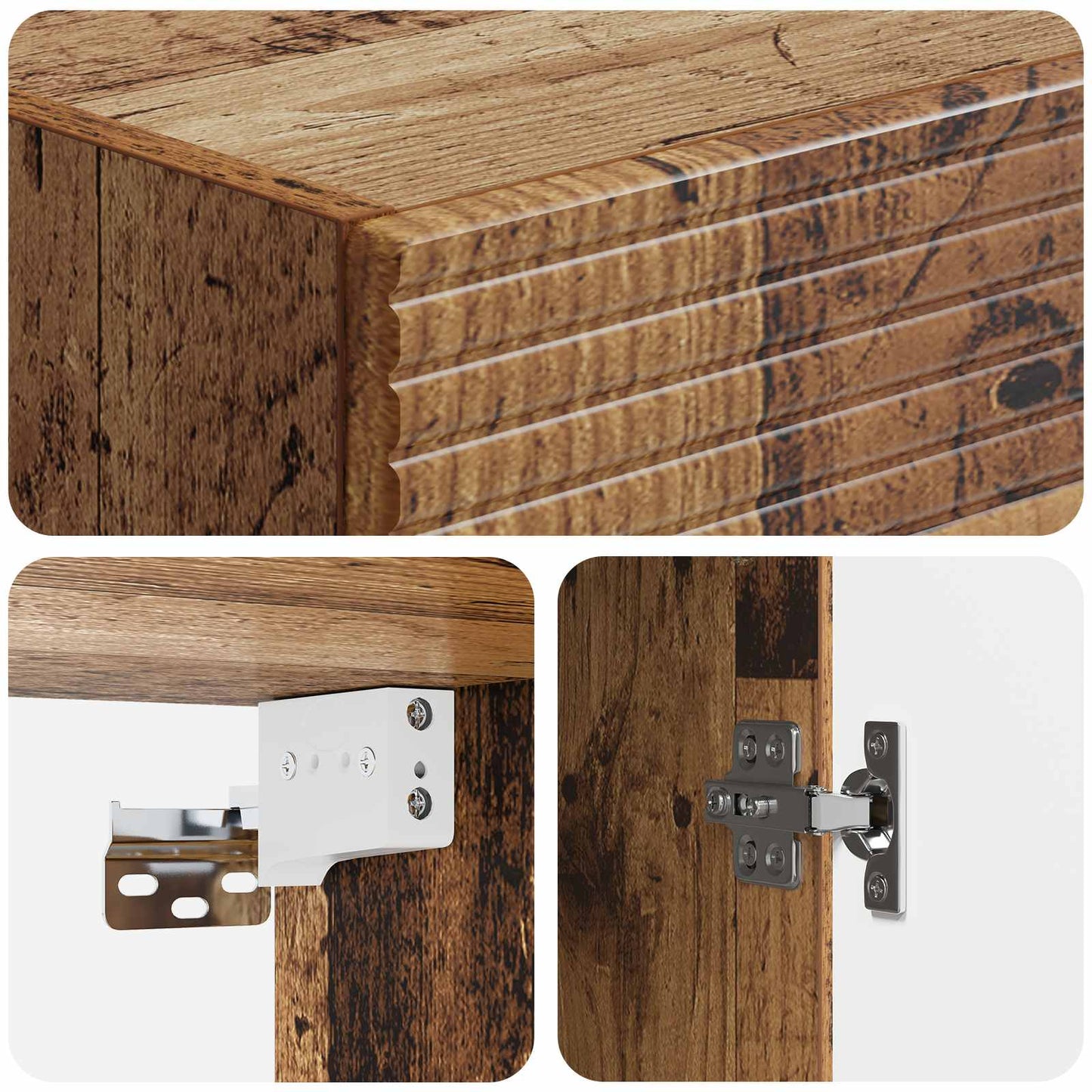 Cabinet Set 2 pcs Old Wood 33 x 34.5 x 90 cm Engineered Wood