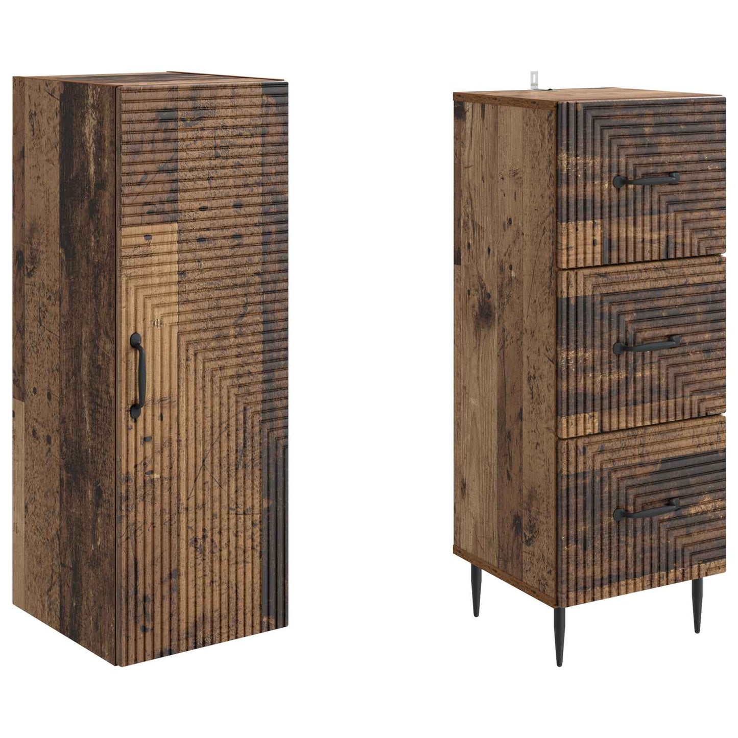 Cabinet Set 2 pcs Old Wood 33 x 34.5 x 90 cm Engineered Wood