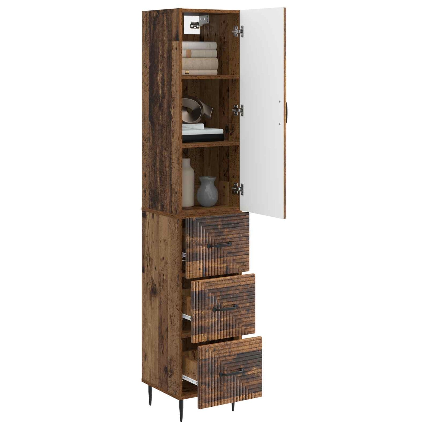Cabinet Set 2 pcs Old Wood 33 x 34.5 x 90 cm Engineered Wood