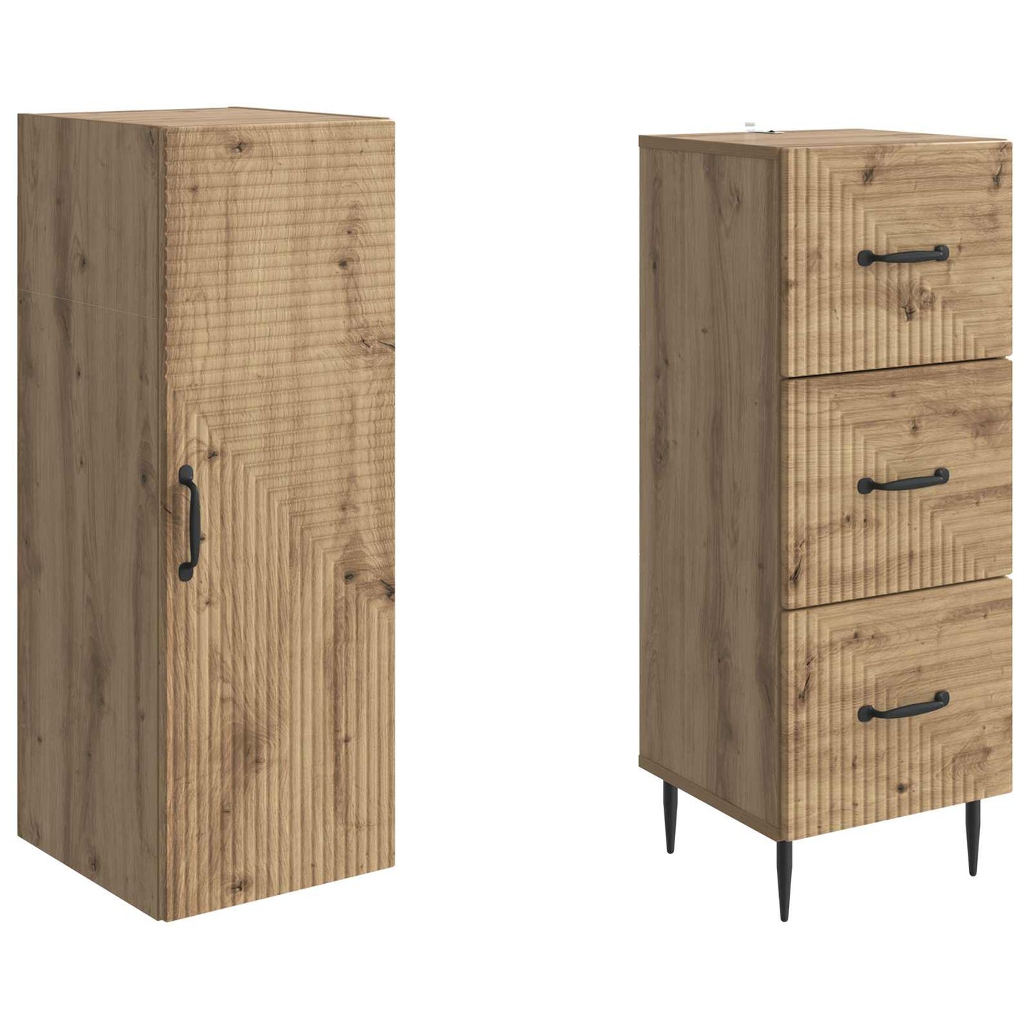 Cabinet Set 2 pcs Artisan Oak 33 x 34.5 x 90 cm Engineered Wood
