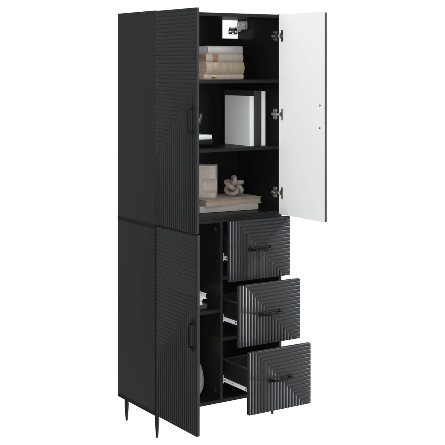 Cabinet Set 2 pcs Black 66 x 34.5 x 89.5 cm Engineered Wood