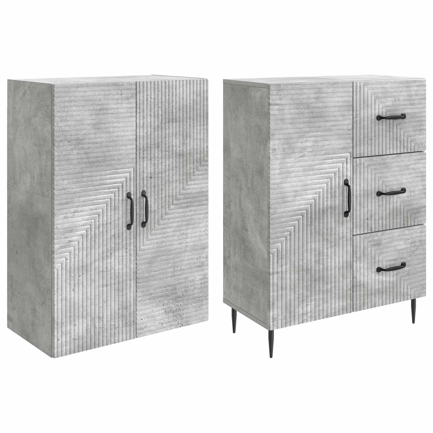 Cabinet Set 2 pcs Concrete Grey 66 x 34.5 x 89.5 cm