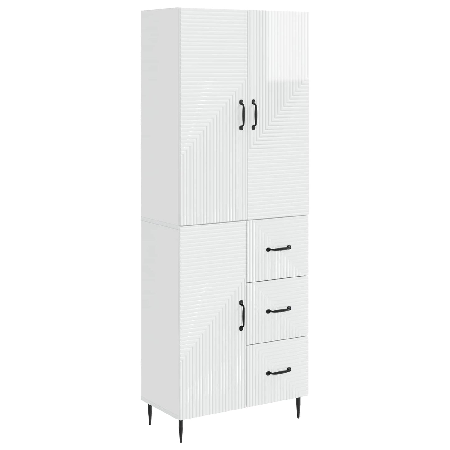 Cabinet Set 2 pcs High Gloss White 66 x 34.5 x 89.5 cm