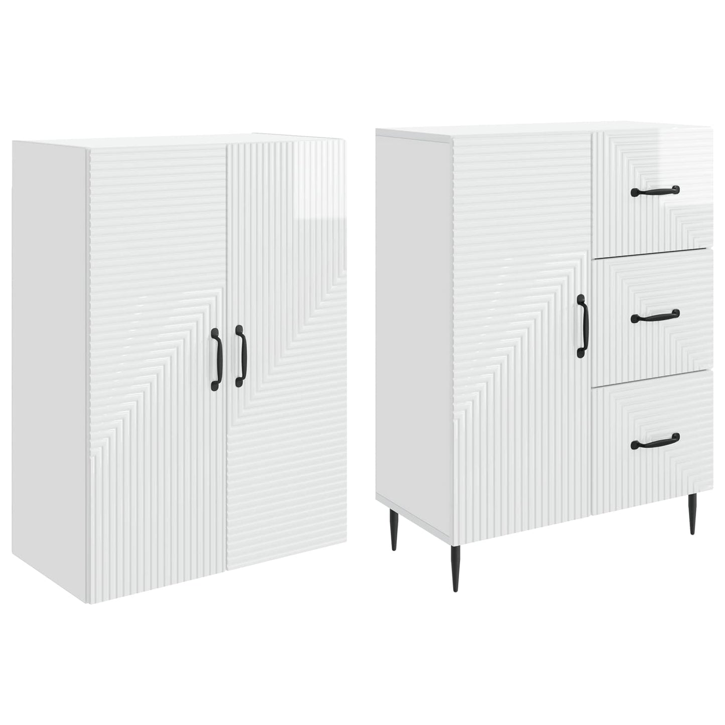 Cabinet Set 2 pcs High Gloss White 66 x 34.5 x 89.5 cm