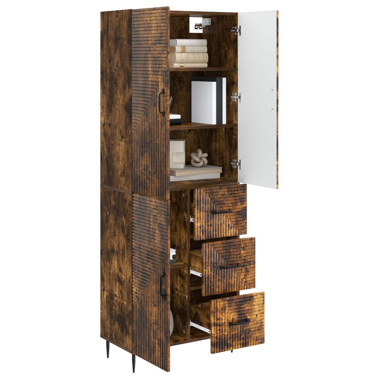 Cabinet Set 2 pcs Smoked Oak 66 x 34.5 x 89.5 cm