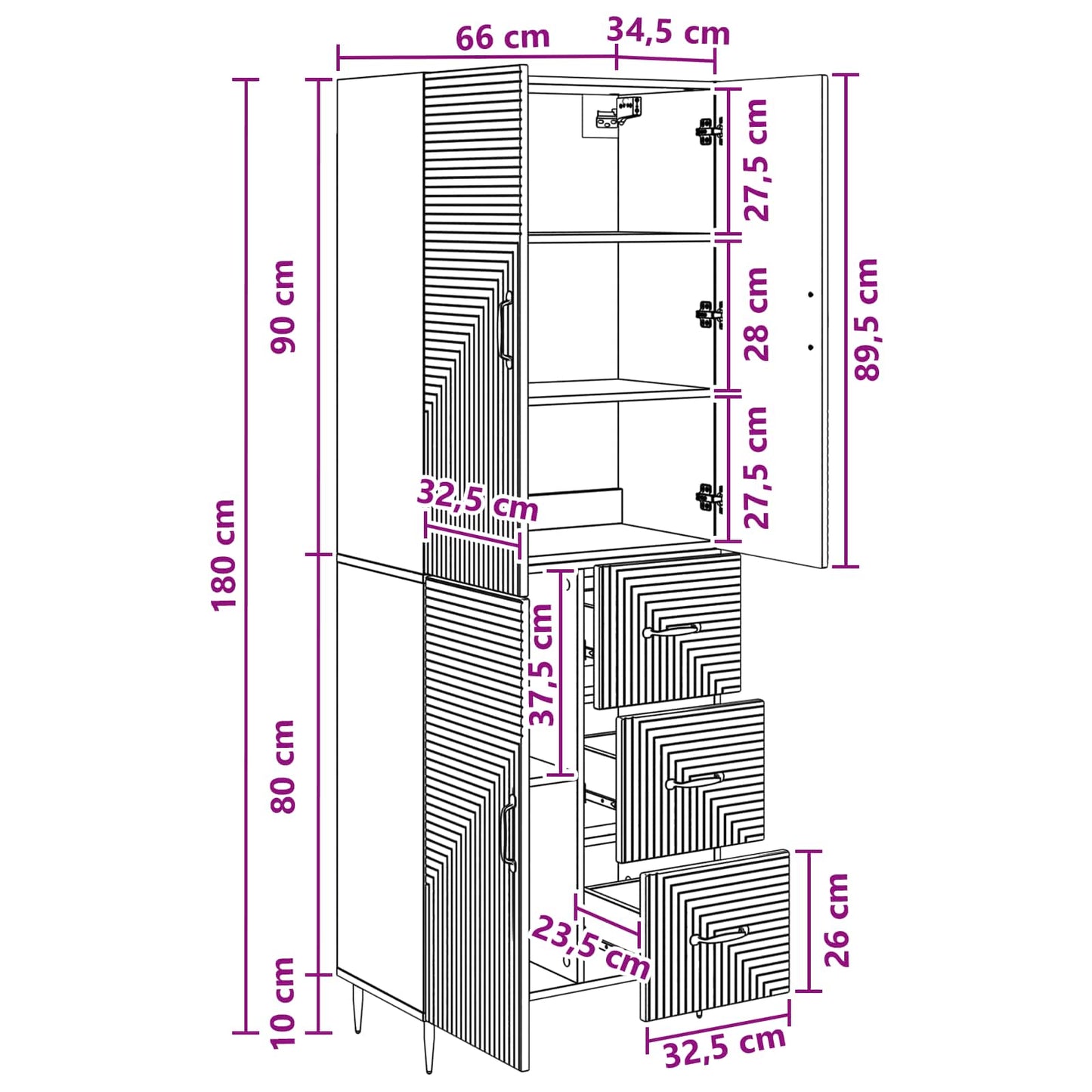Cabinet Set 2 pcs Smoked Oak 66 x 34.5 x 89.5 cm