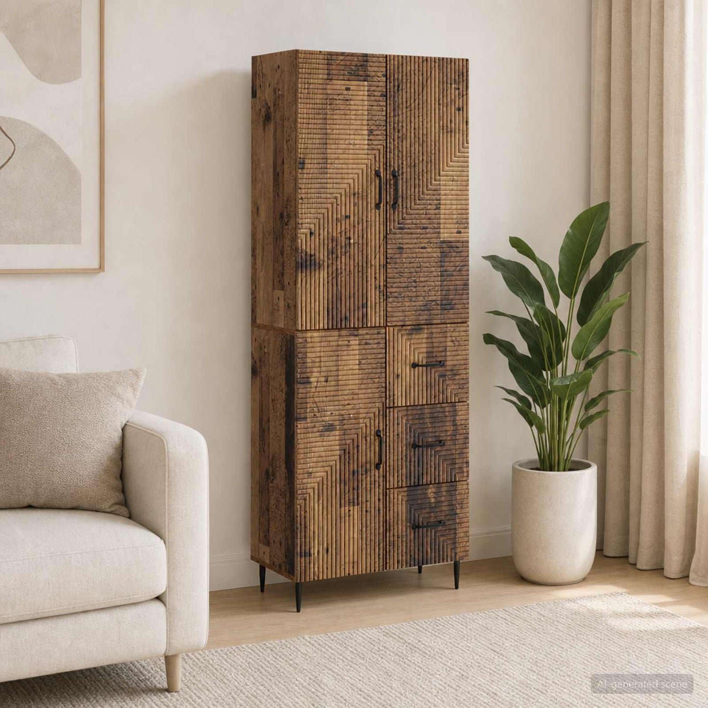 Cabinet Set 2 pcs Old Wood 66 x 34.5 x 89.5 cm Engineered Wood