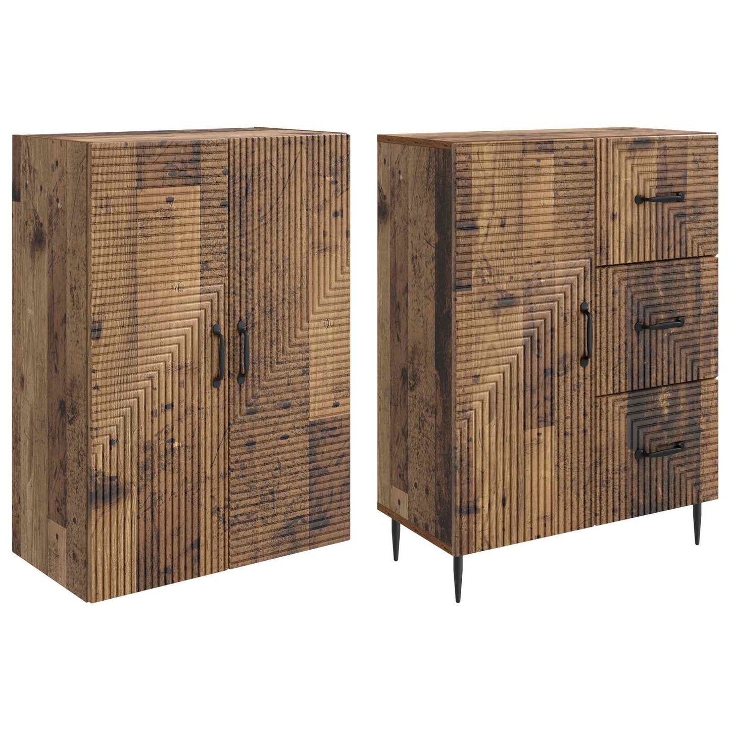 Cabinet Set 2 pcs Old Wood 66 x 34.5 x 89.5 cm Engineered Wood