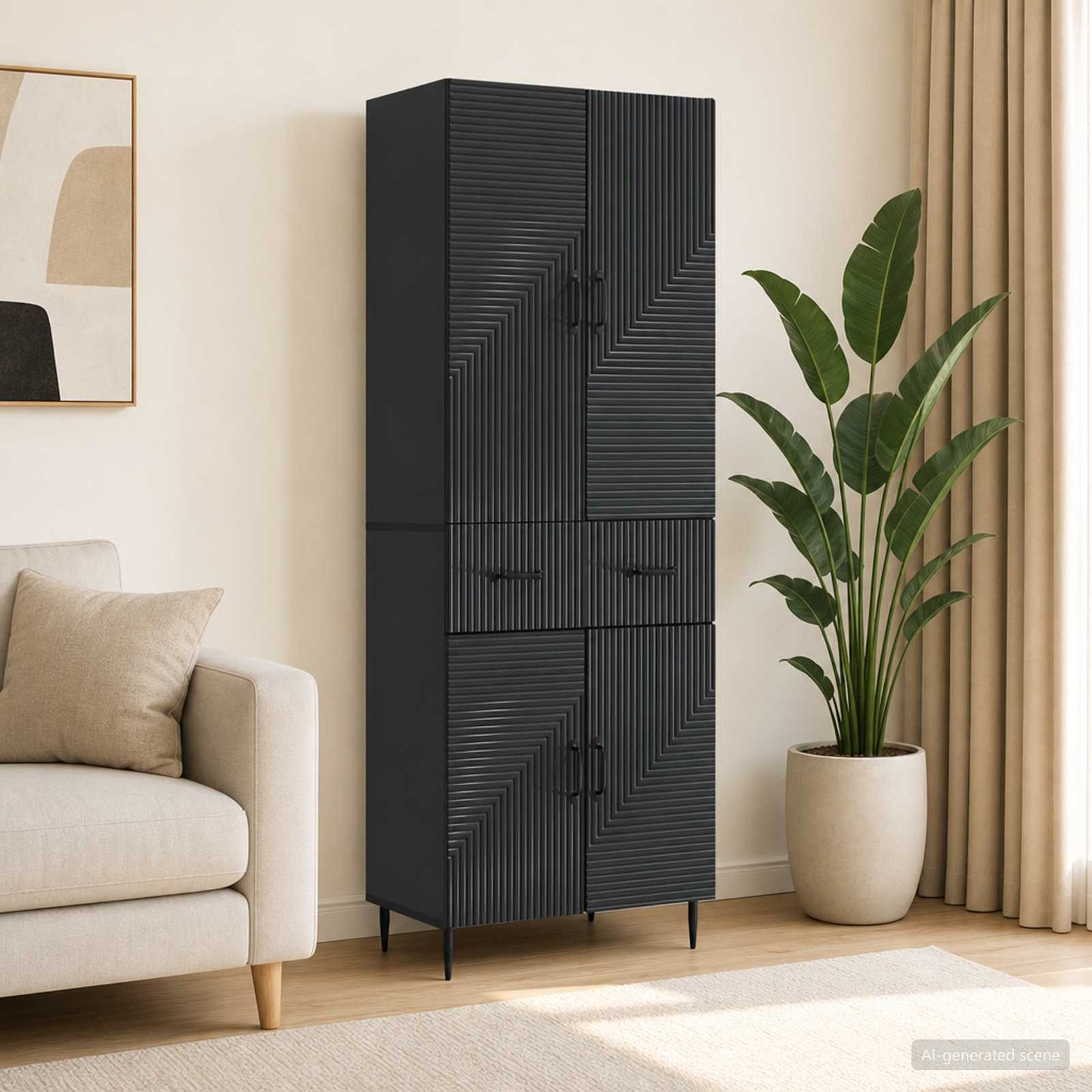 Cabinet Set 2 pcs Black 66 x 34.5 x 89.5 cm Engineered Wood