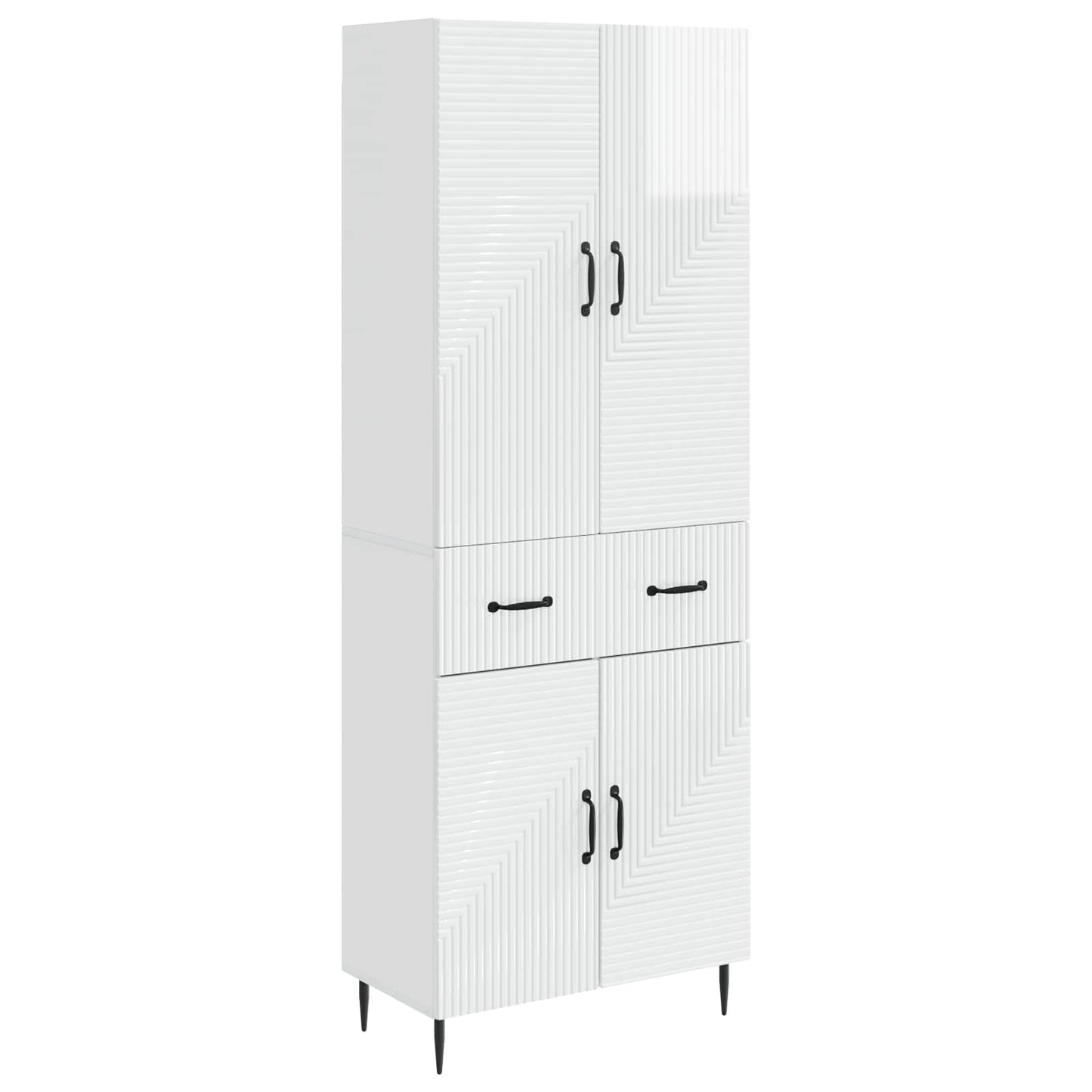 Cabinet Set 2 pcs High Gloss White 66 x 34.5 x 89.5 cm