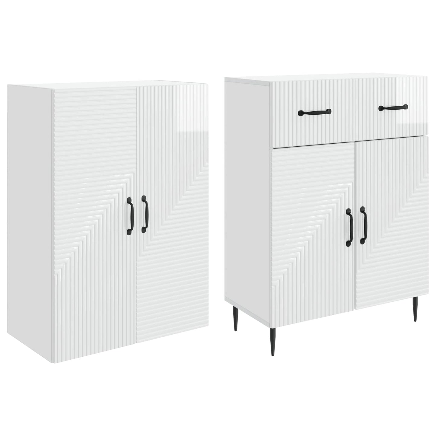 Cabinet Set 2 pcs High Gloss White 66 x 34.5 x 89.5 cm