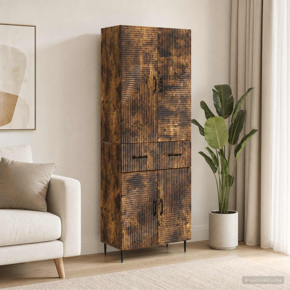 Cabinet Set 2 pcs Smoked Oak Engineered Wood