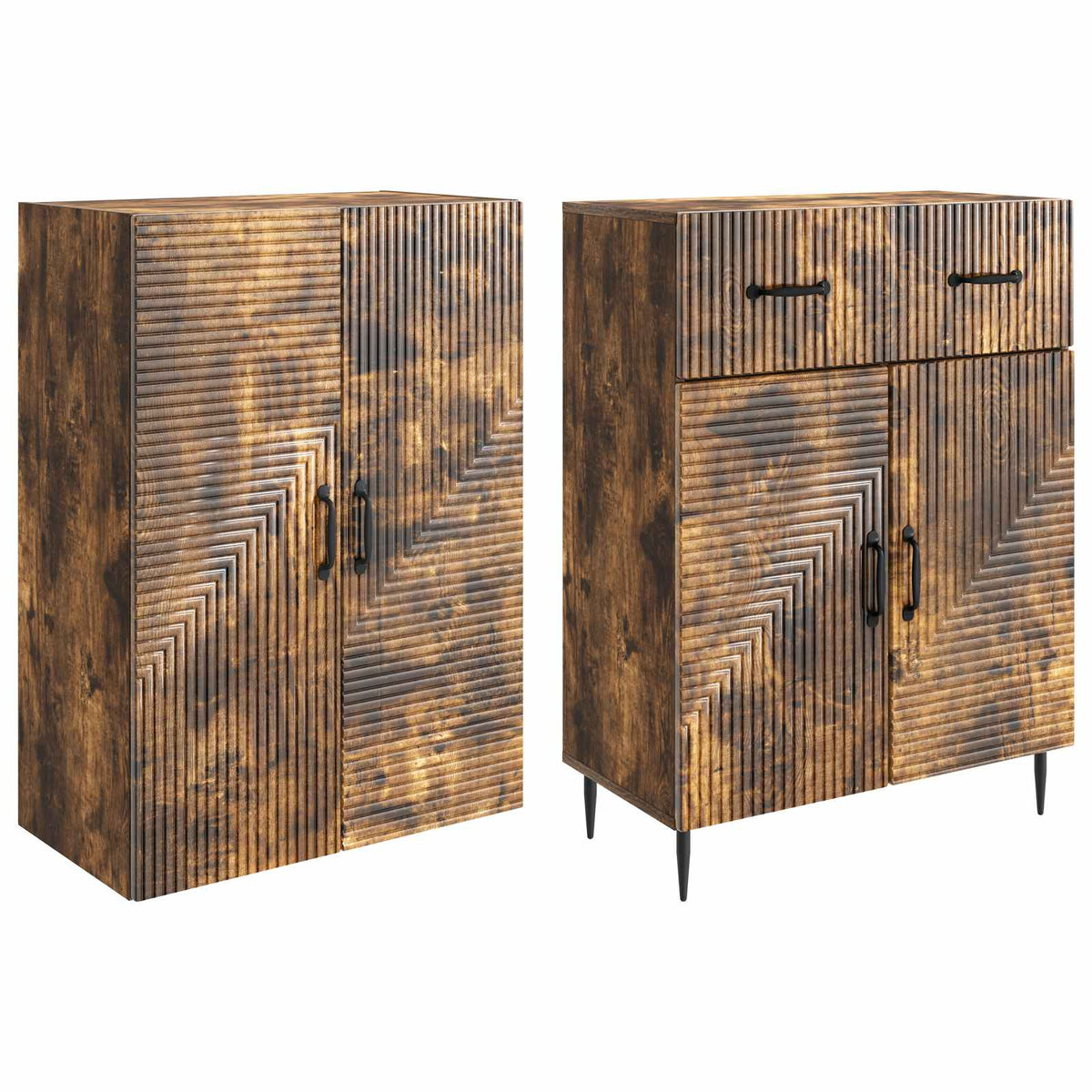 Cabinet Set 2 pcs Smoked Oak Engineered Wood