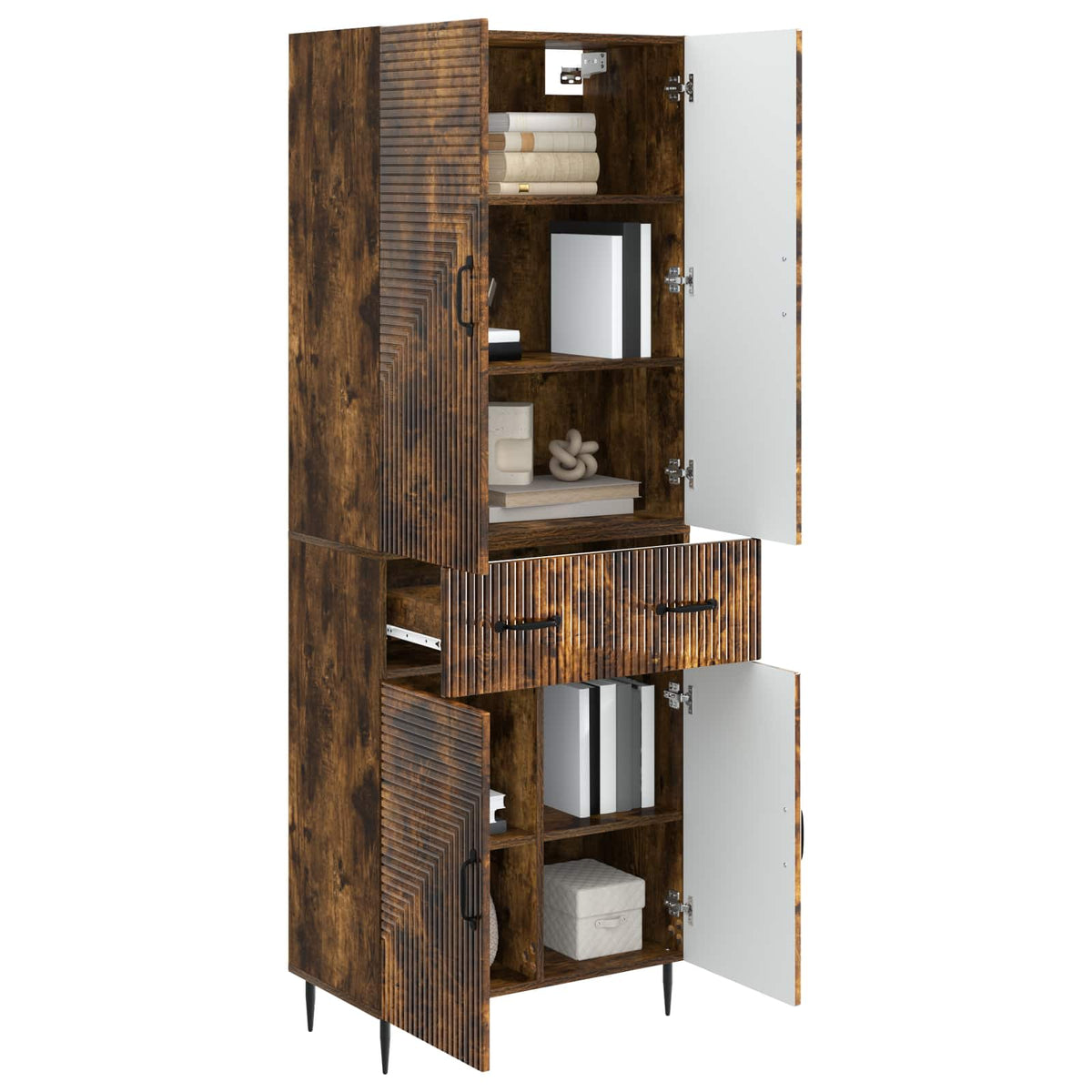 Cabinet Set 2 pcs Smoked Oak Engineered Wood