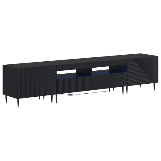 3 Piece LED TV Cabinet Black Engineered Wood