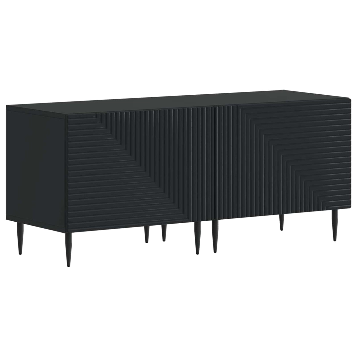 3 Piece LED TV Cabinet Black Engineered Wood