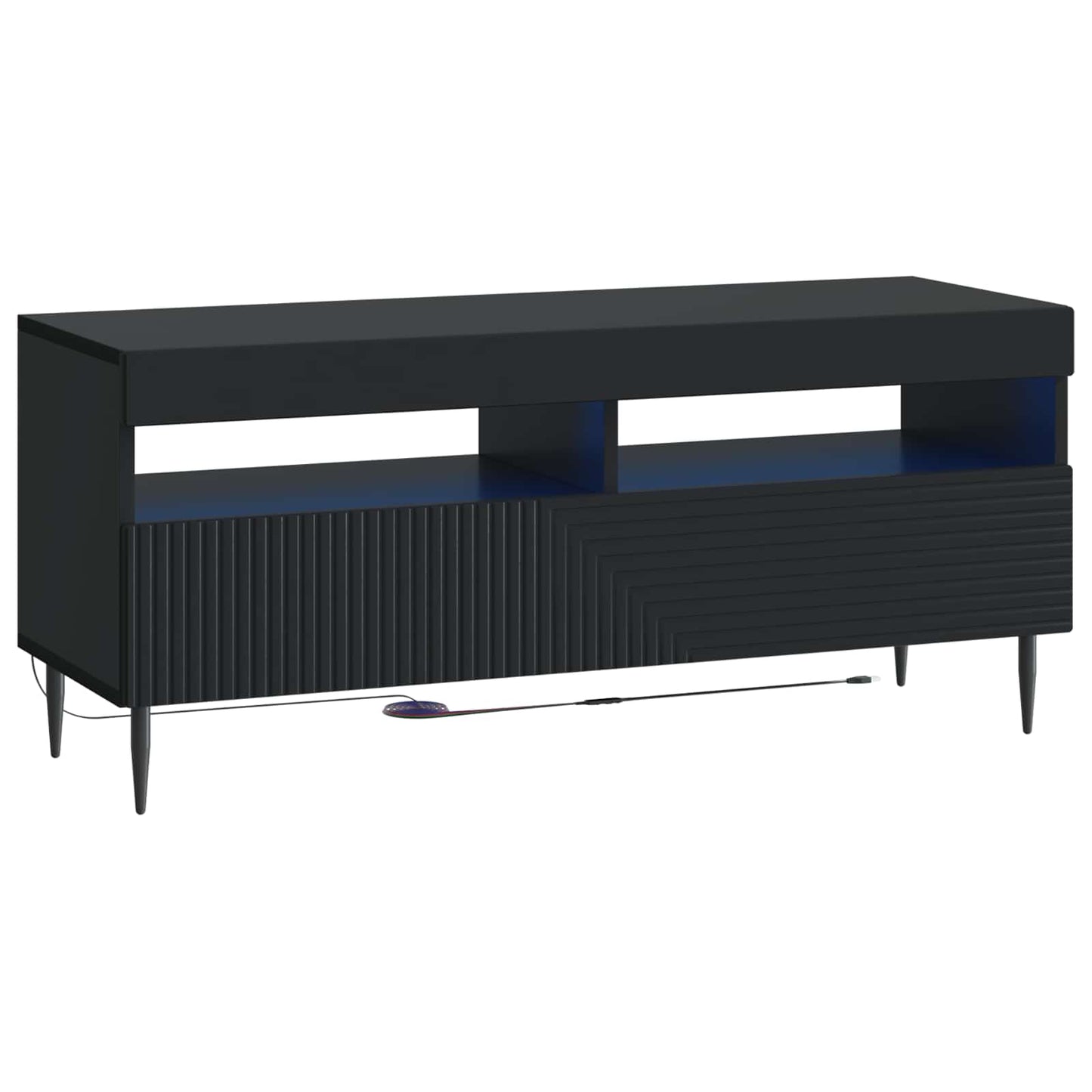 3 Piece LED TV Cabinet Black Engineered Wood