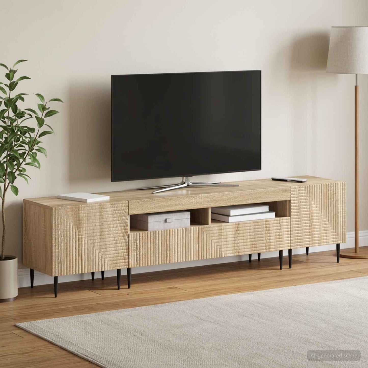 3 Piece LED TV Cabinet Sonoma Oak Engineered Wood
