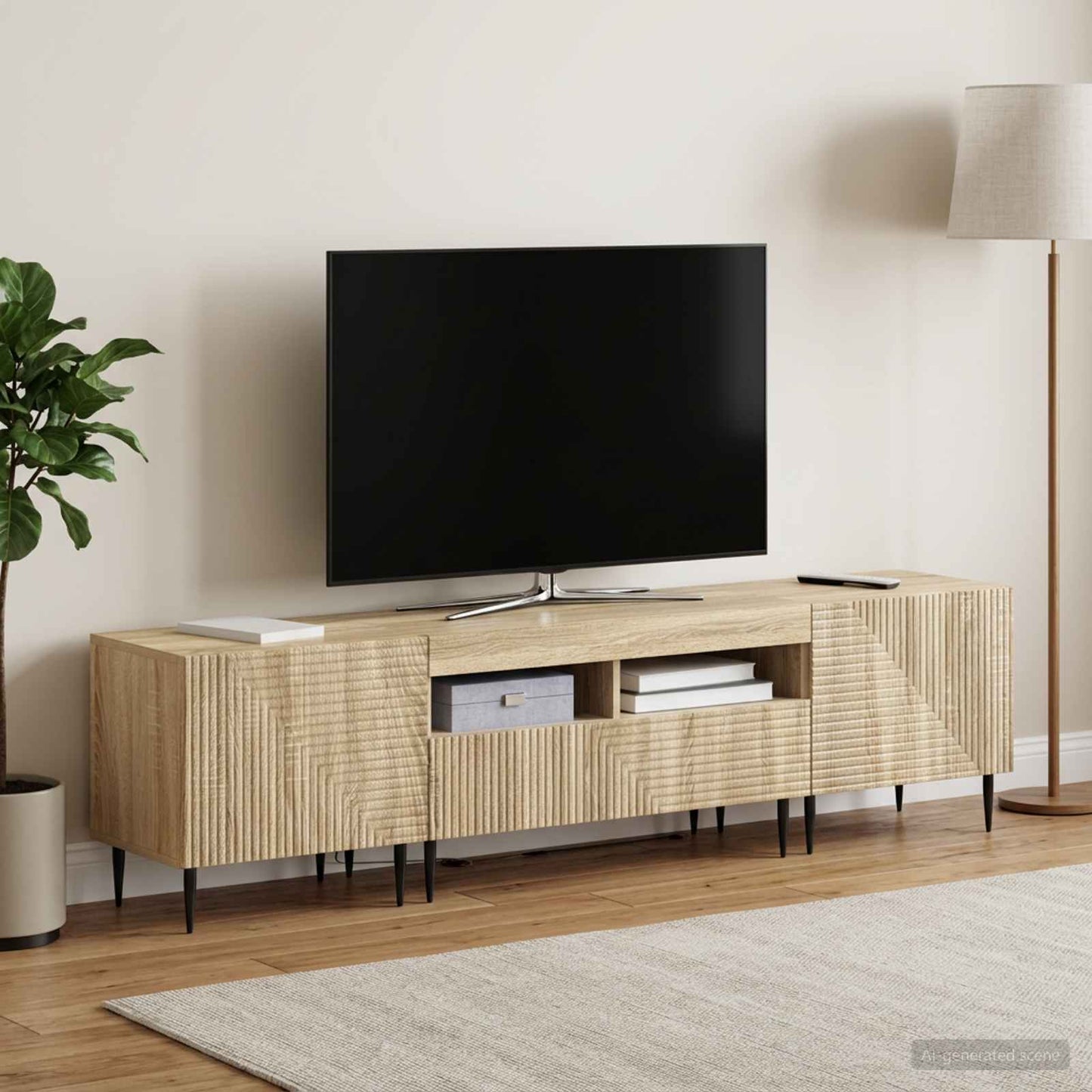 3 Piece LED TV Cabinet Sonoma Oak Engineered Wood
